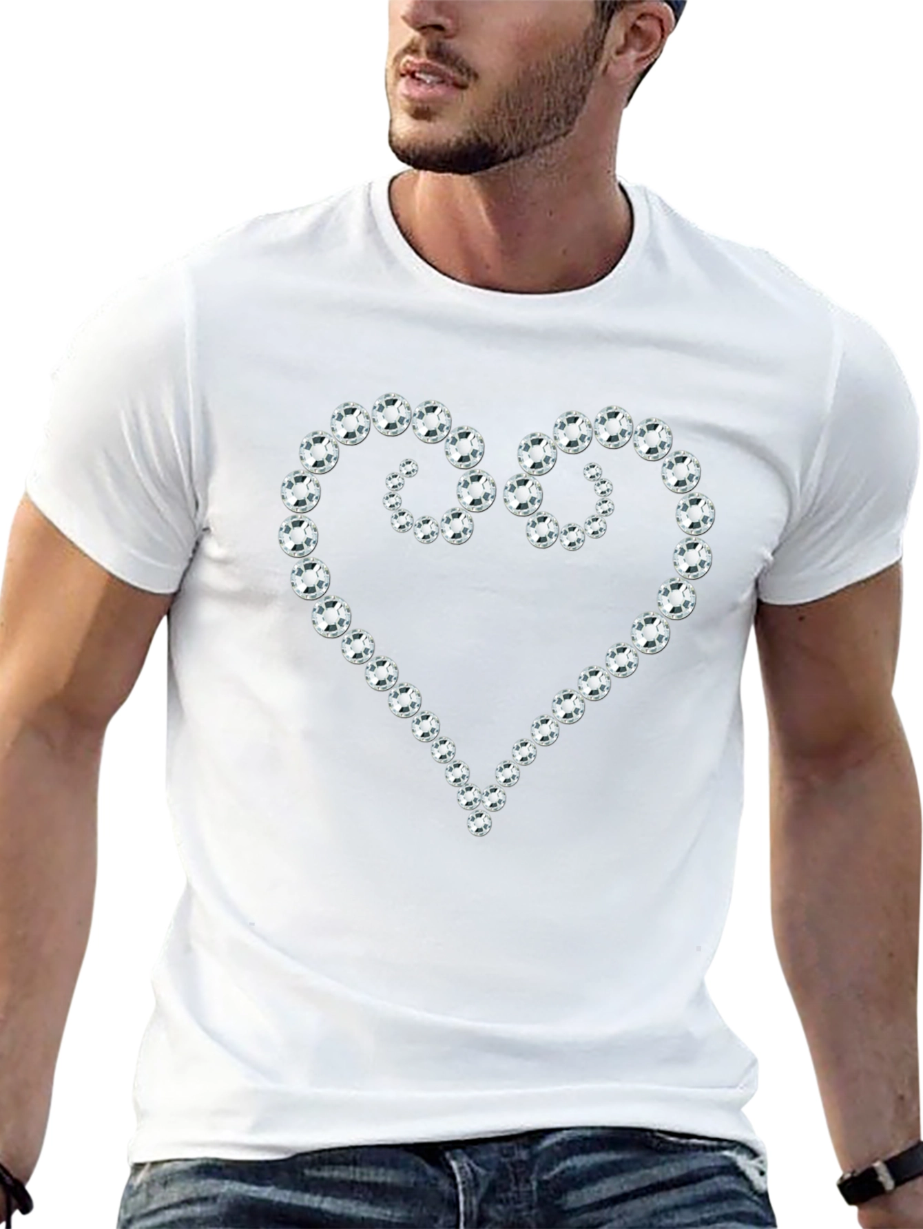 Diamond Heart Graphic Black T-Shirt