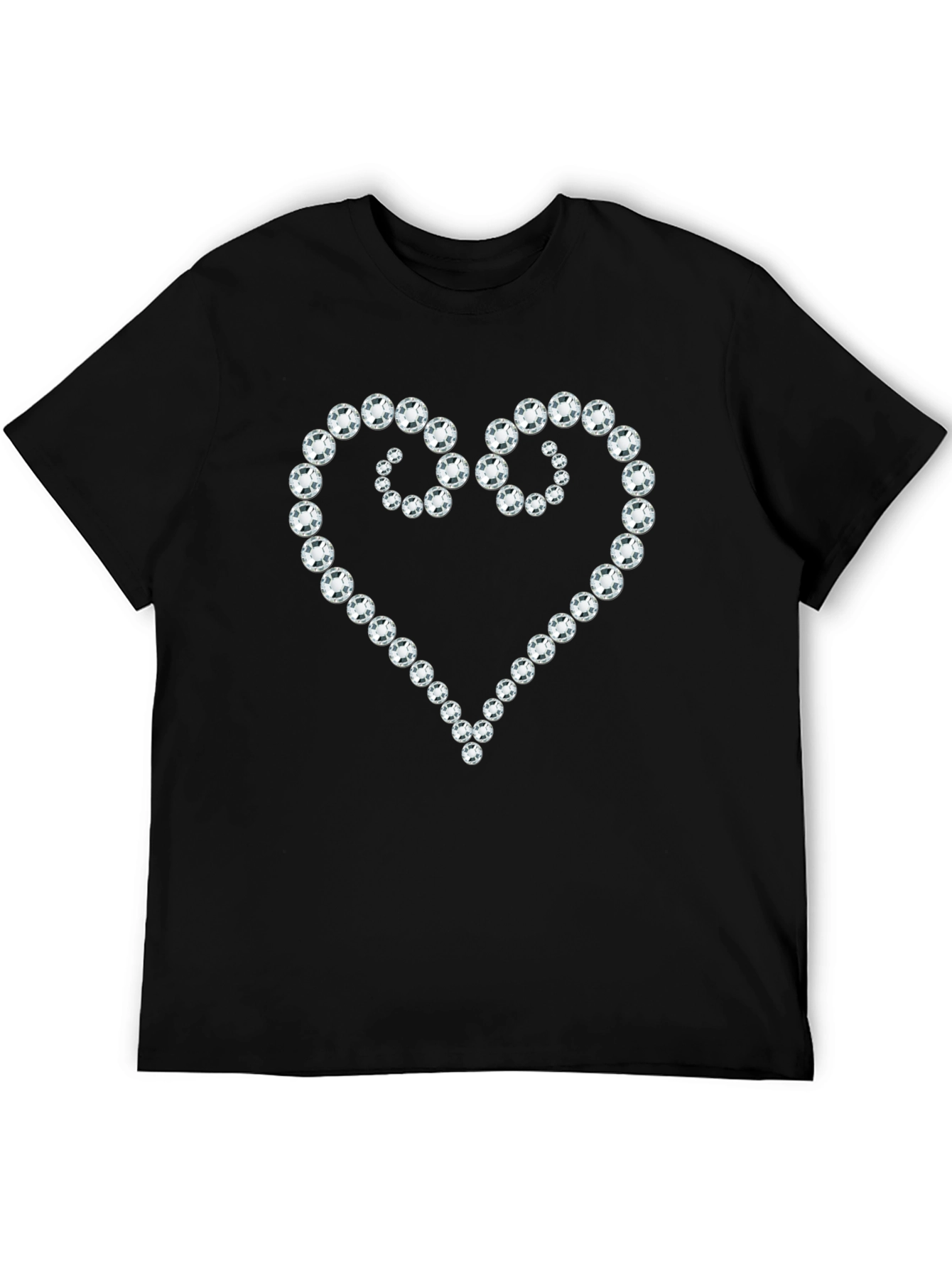 Diamond Heart Graphic Black T-Shirt