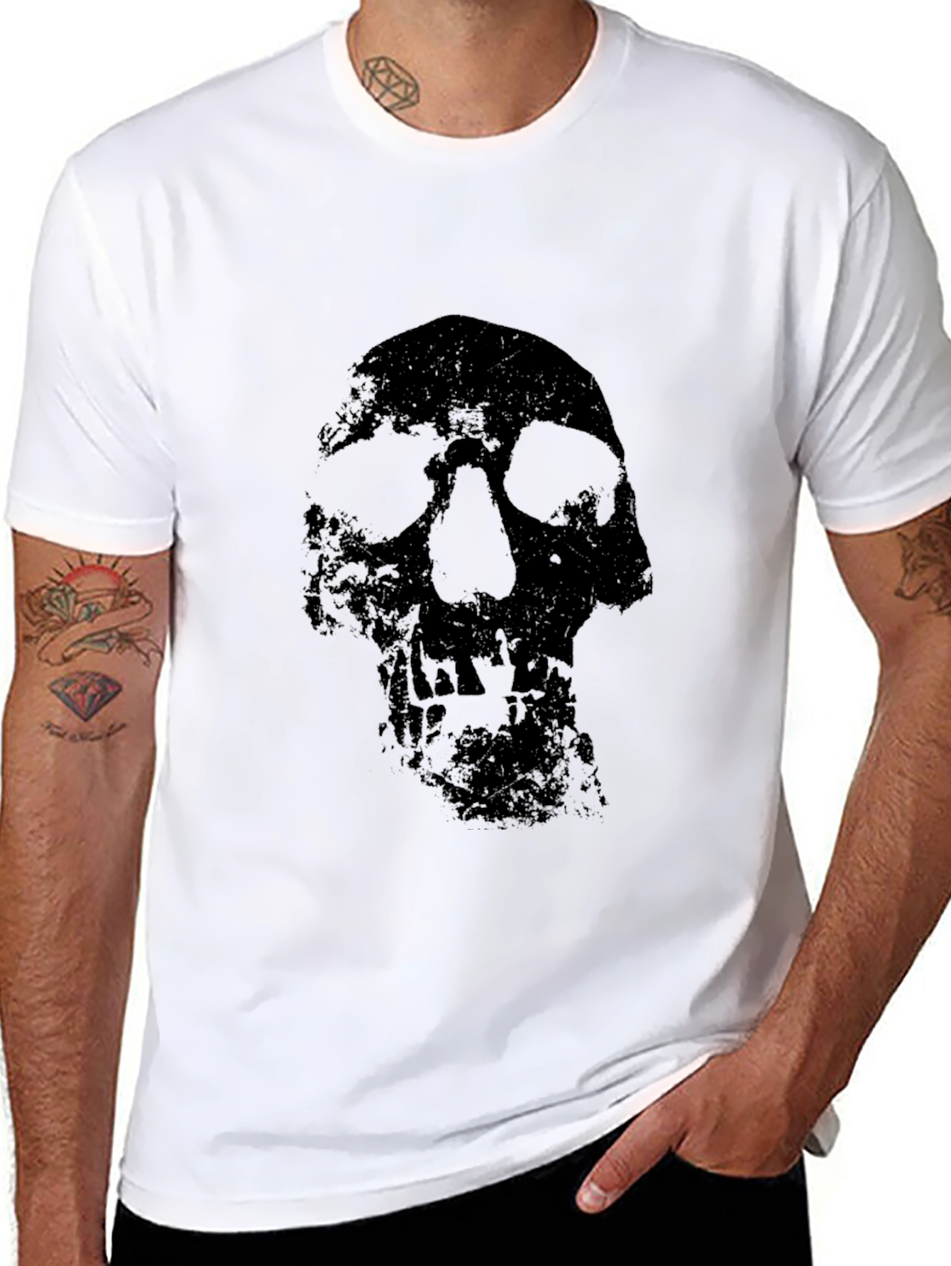 Black Skull Graphic Tee - Mens Crewneck T-Shirt