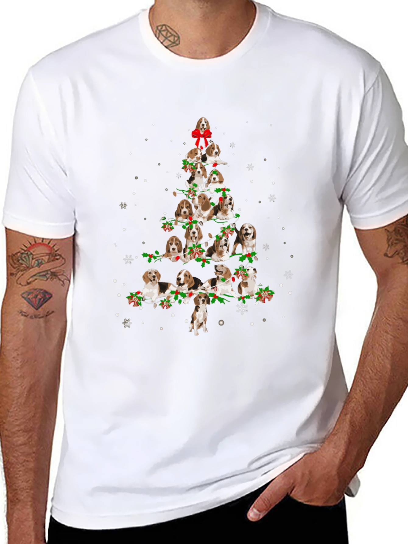 Beagle Christmas Tree Black T-Shirt