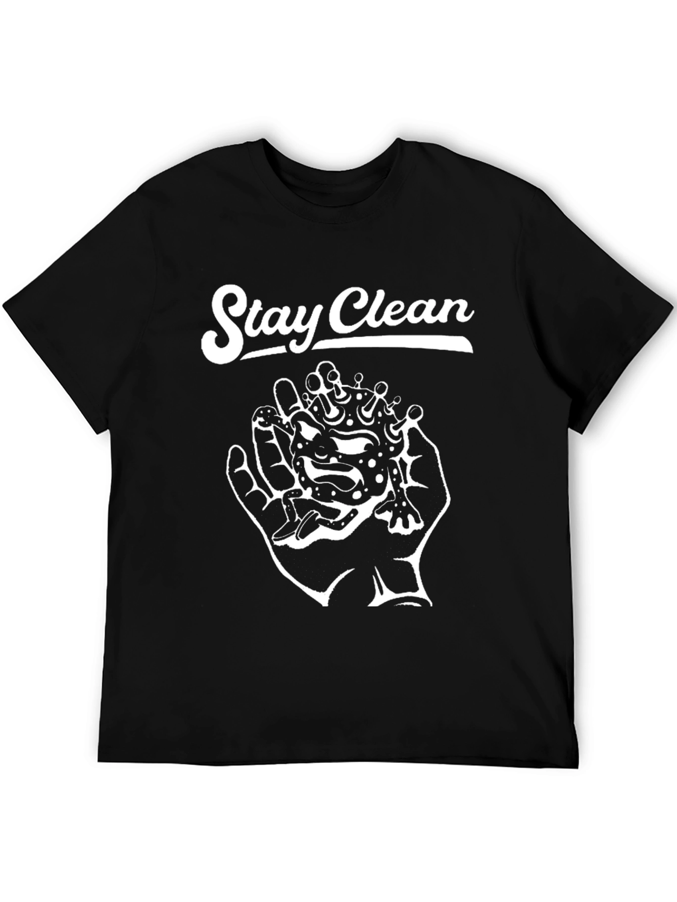 Stay Clean Graphic Tee - Black Cotton T-Shirt