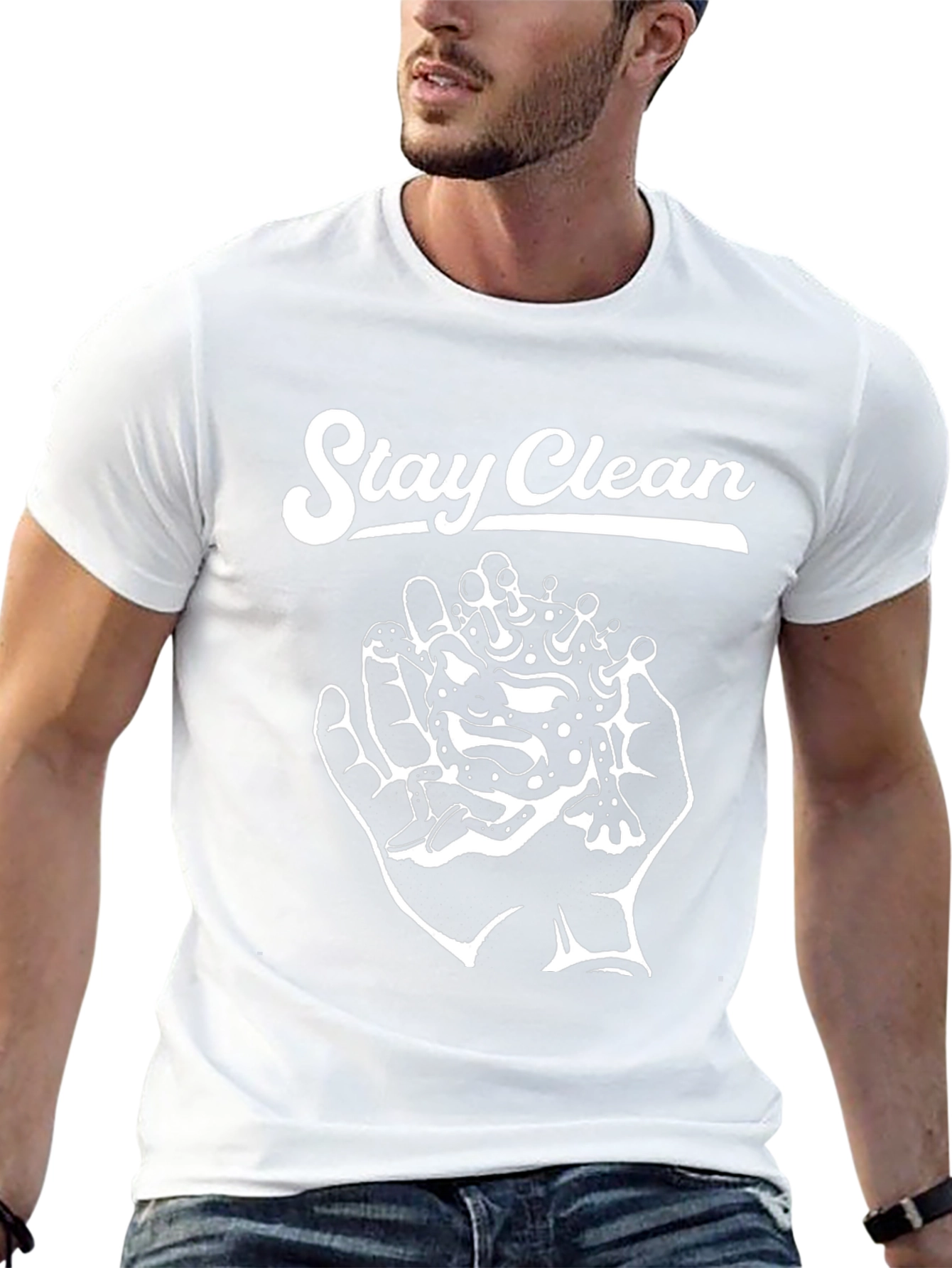 Stay Clean Graphic Tee - Black Cotton T-Shirt