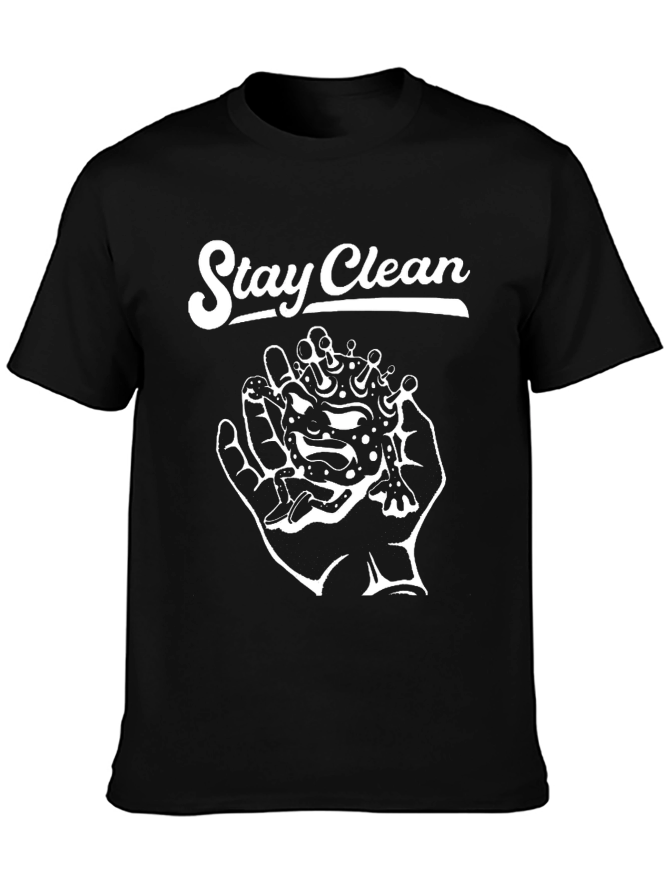 Stay Clean Graphic Tee - Black Cotton T-Shirt