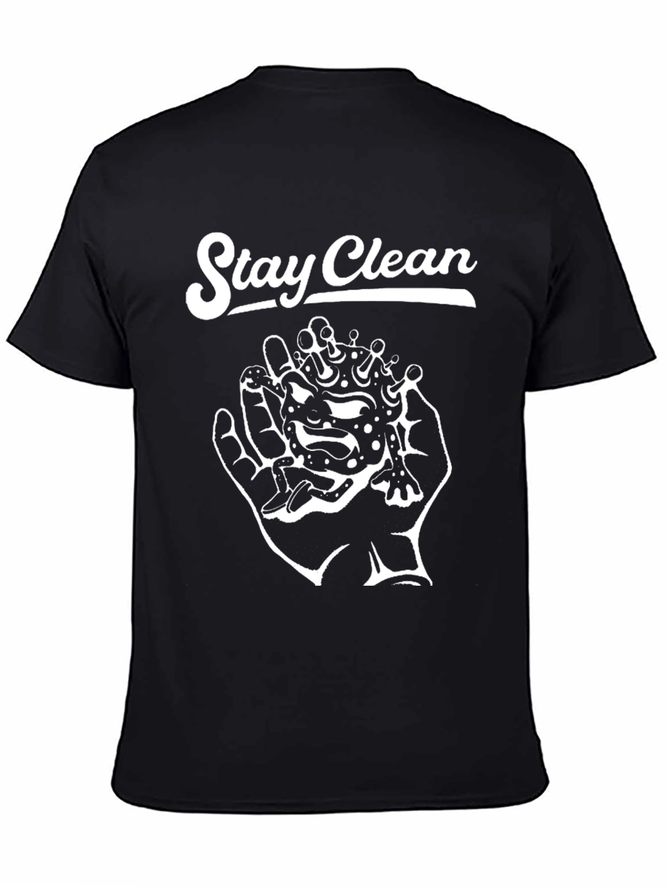 Stay Clean Graphic Tee - Black Cotton T-Shirt