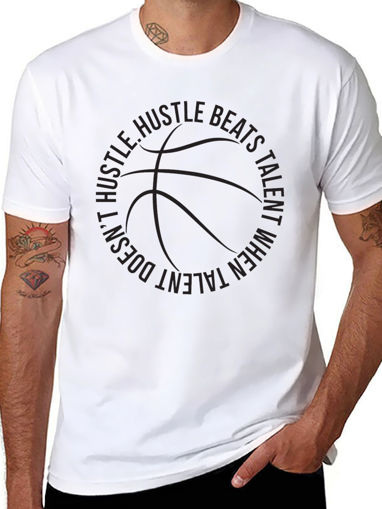 Hustle Beats Talent Black Graphic Tee
