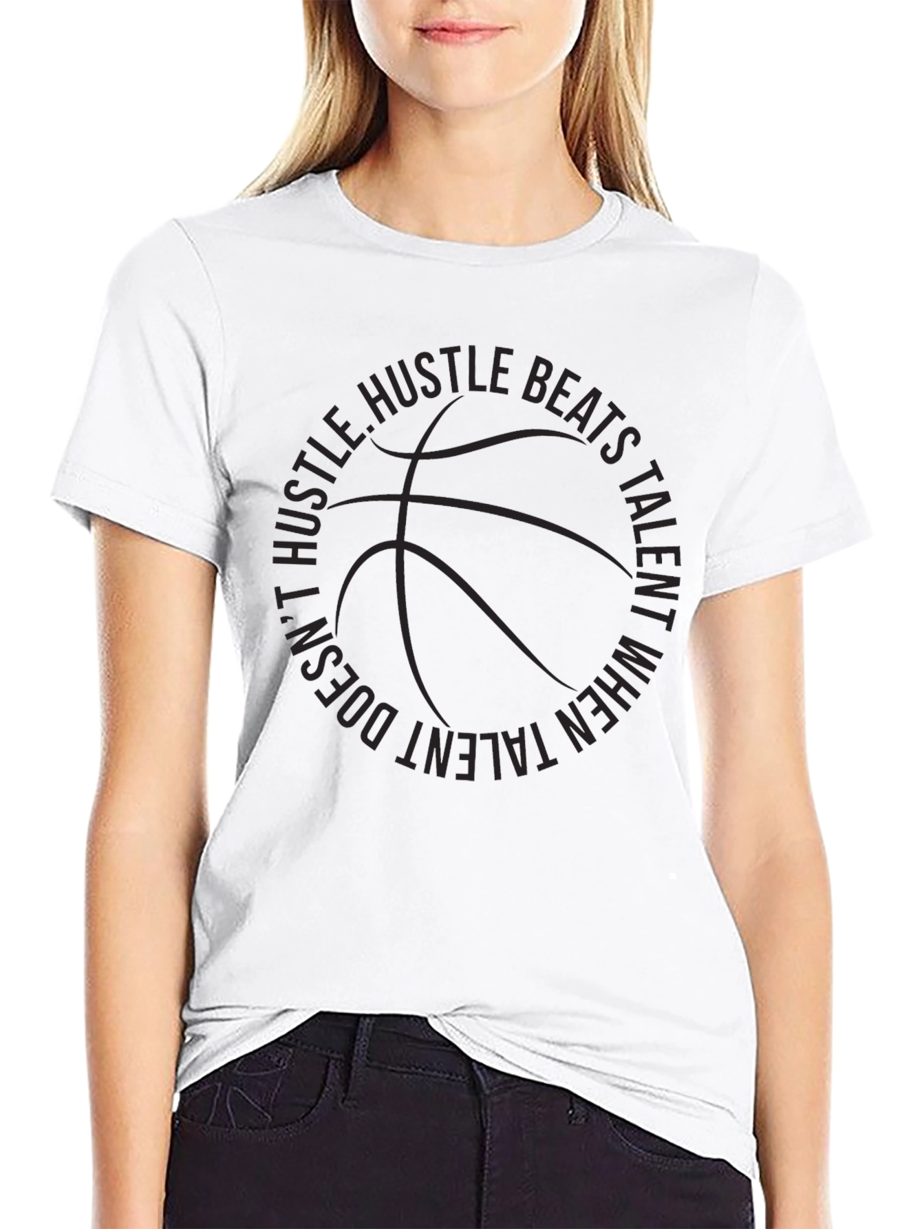 Hustle Beats Talent Black Graphic Tee