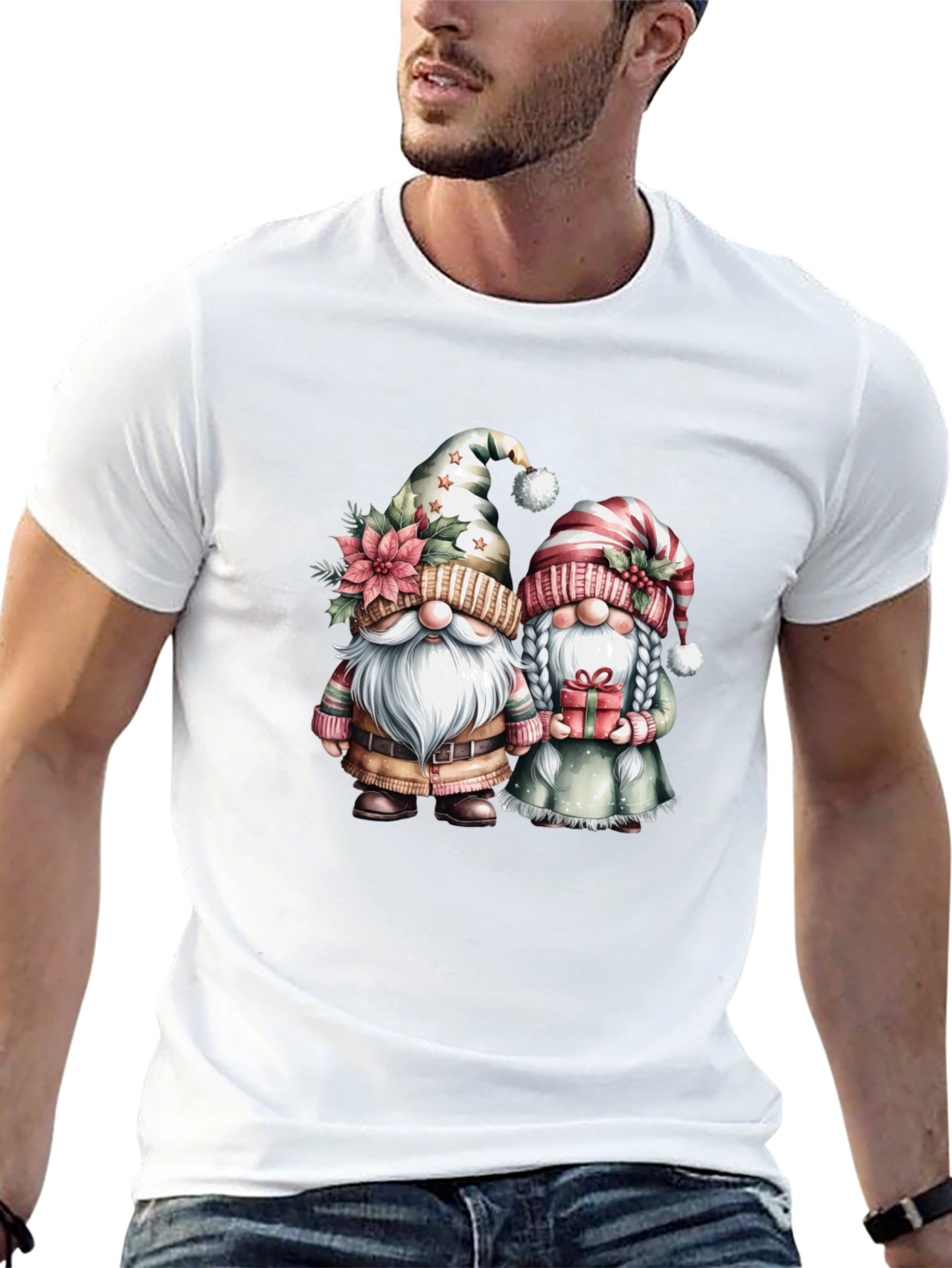 Festive Gnome Couple Graphic Tee
