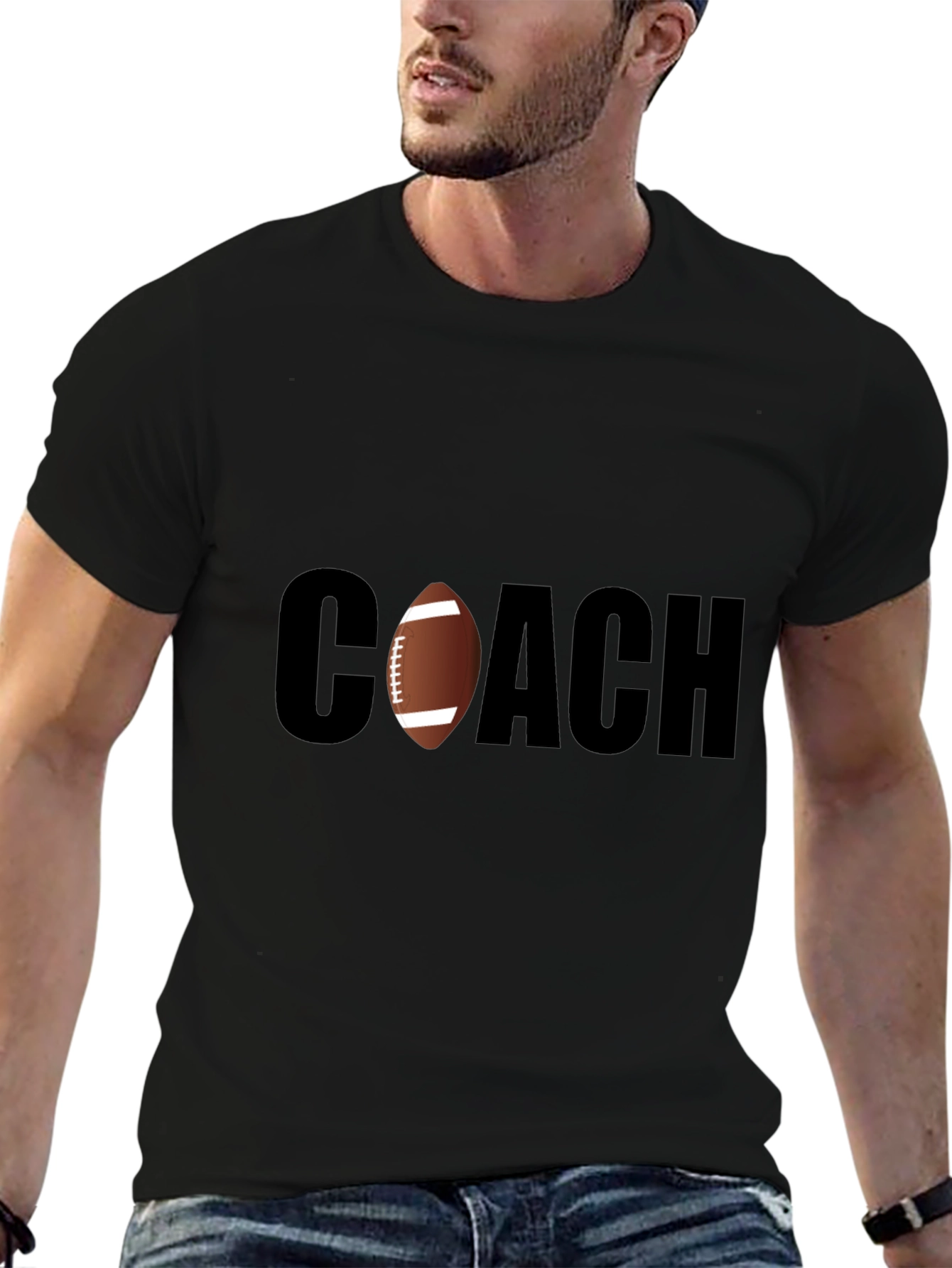 Football Coach T-Shirt - Stylish Black Tee