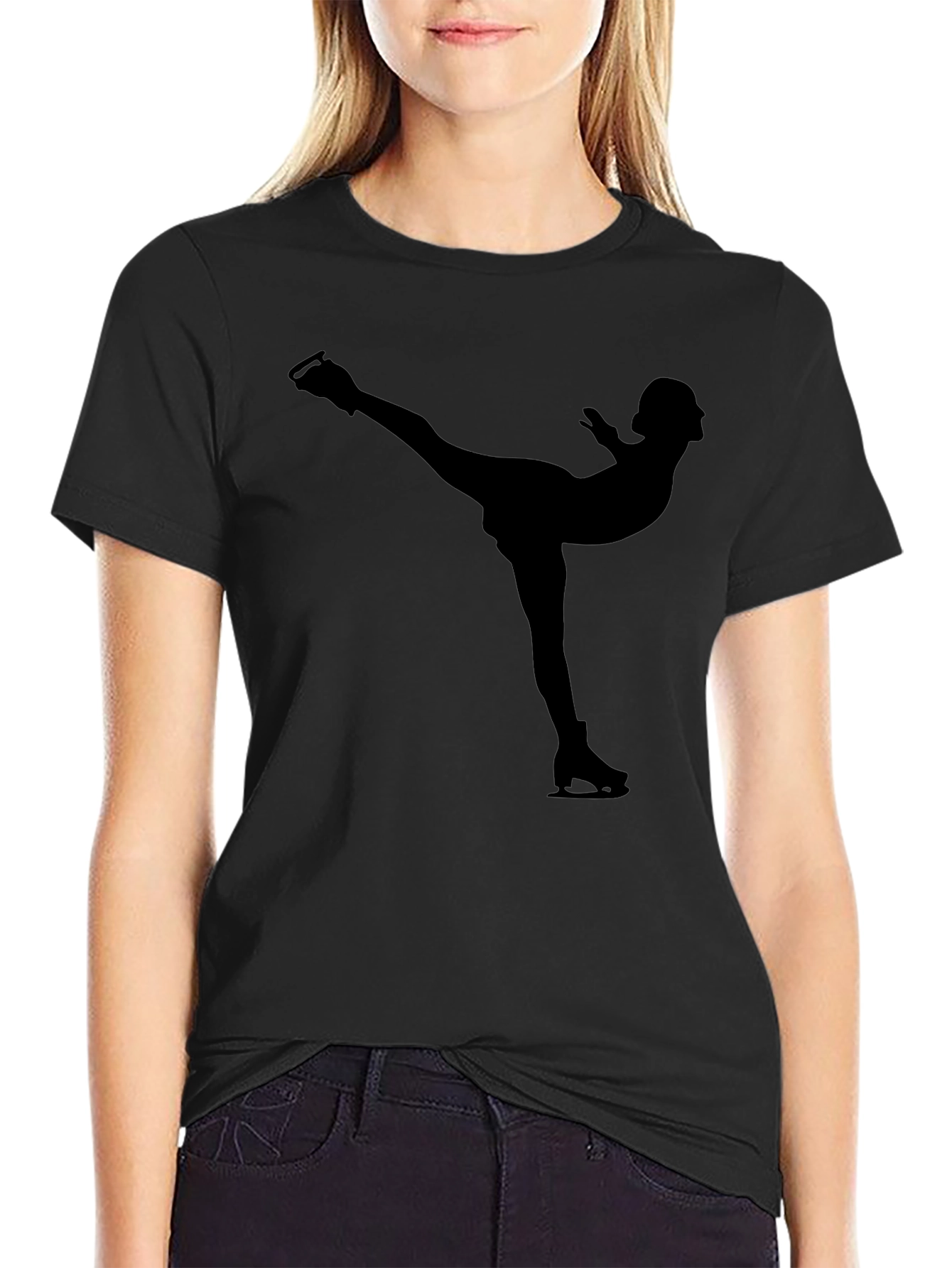 Figure Skating Silhouette Tee - Stylish Black Shirt