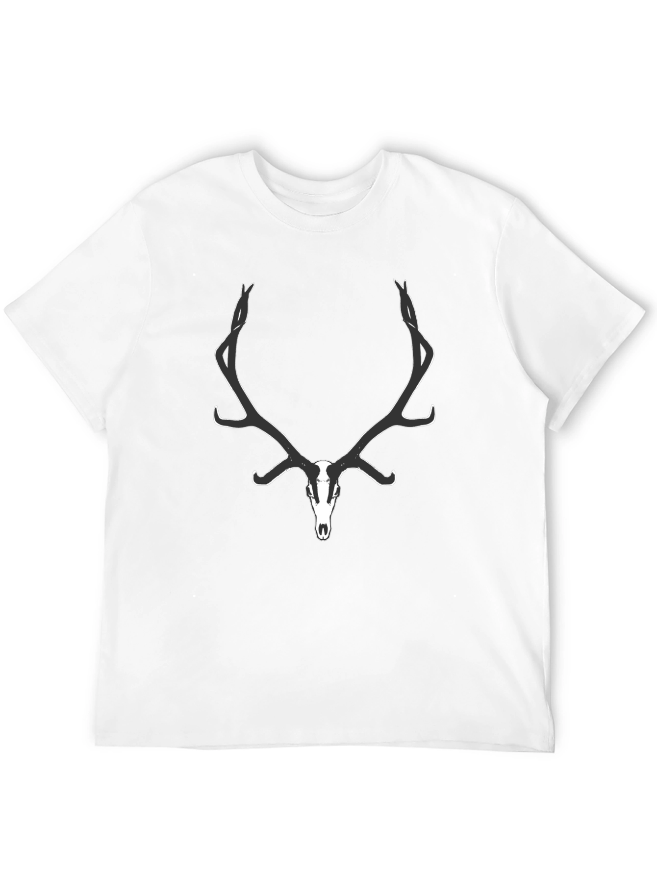 Mens Black Deer Skull Graphic Tee