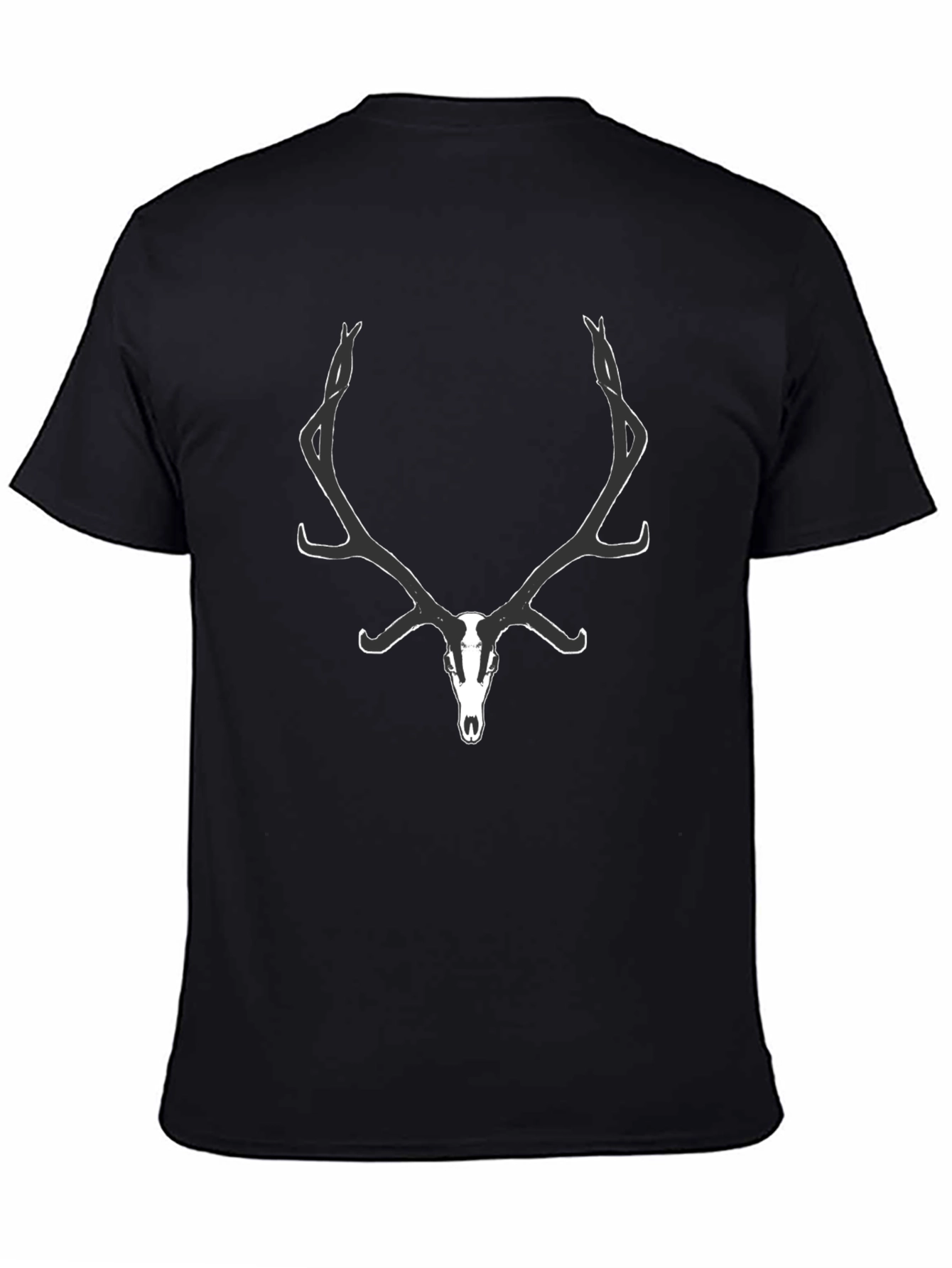 Mens Black Deer Skull Graphic Tee
