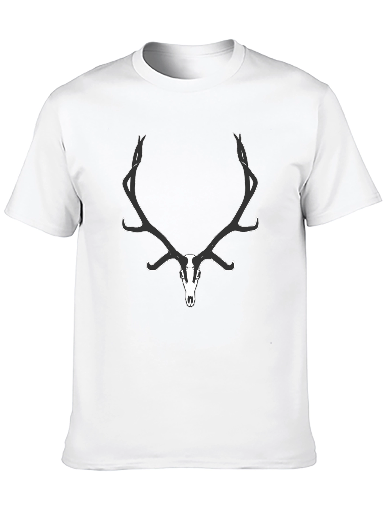 Mens Black Deer Skull Graphic Tee