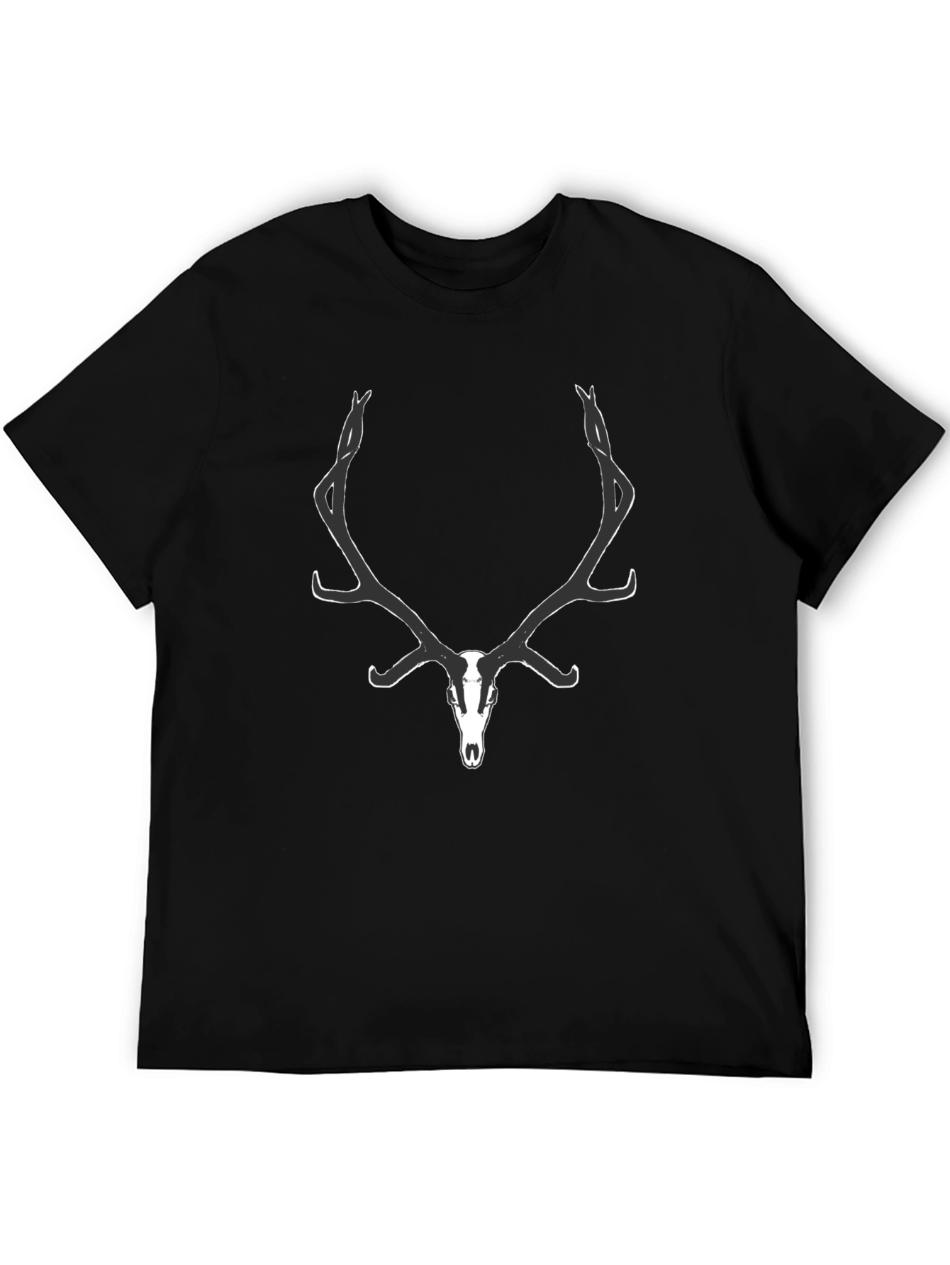 Mens Black Deer Skull Graphic Tee