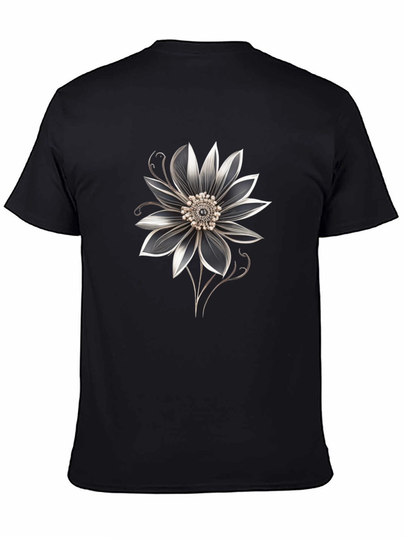 Floral Graphic Black T-Shirt