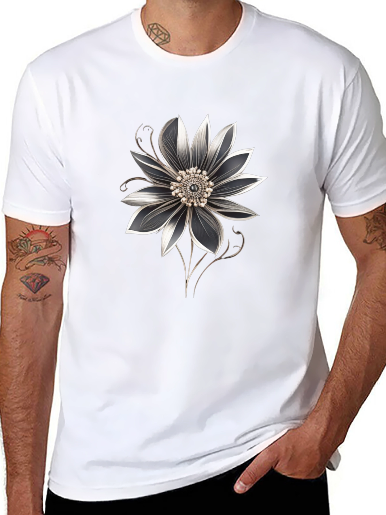 Floral Graphic Black T-Shirt