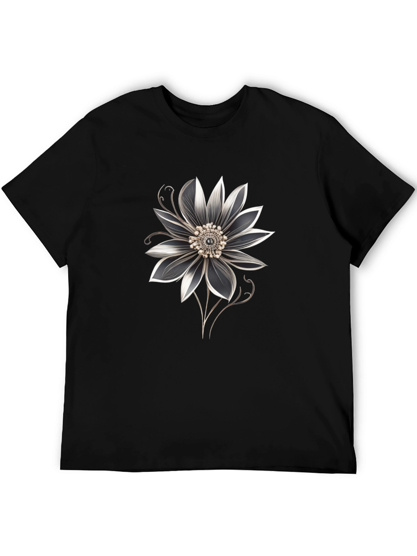 Floral Graphic Black T-Shirt