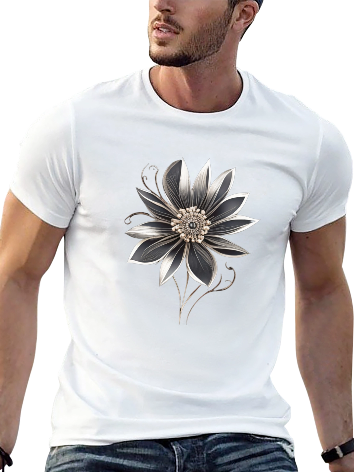 Floral Graphic Black T-Shirt