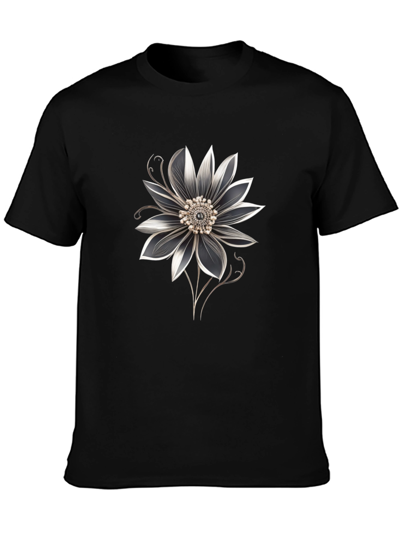 Floral Graphic Black T-Shirt