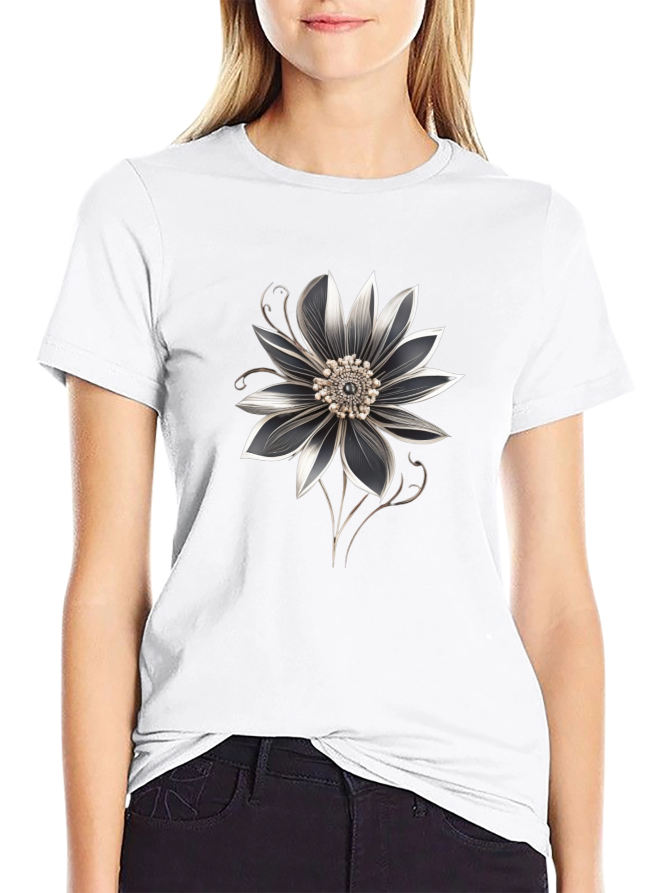 Floral Graphic Black T-Shirt