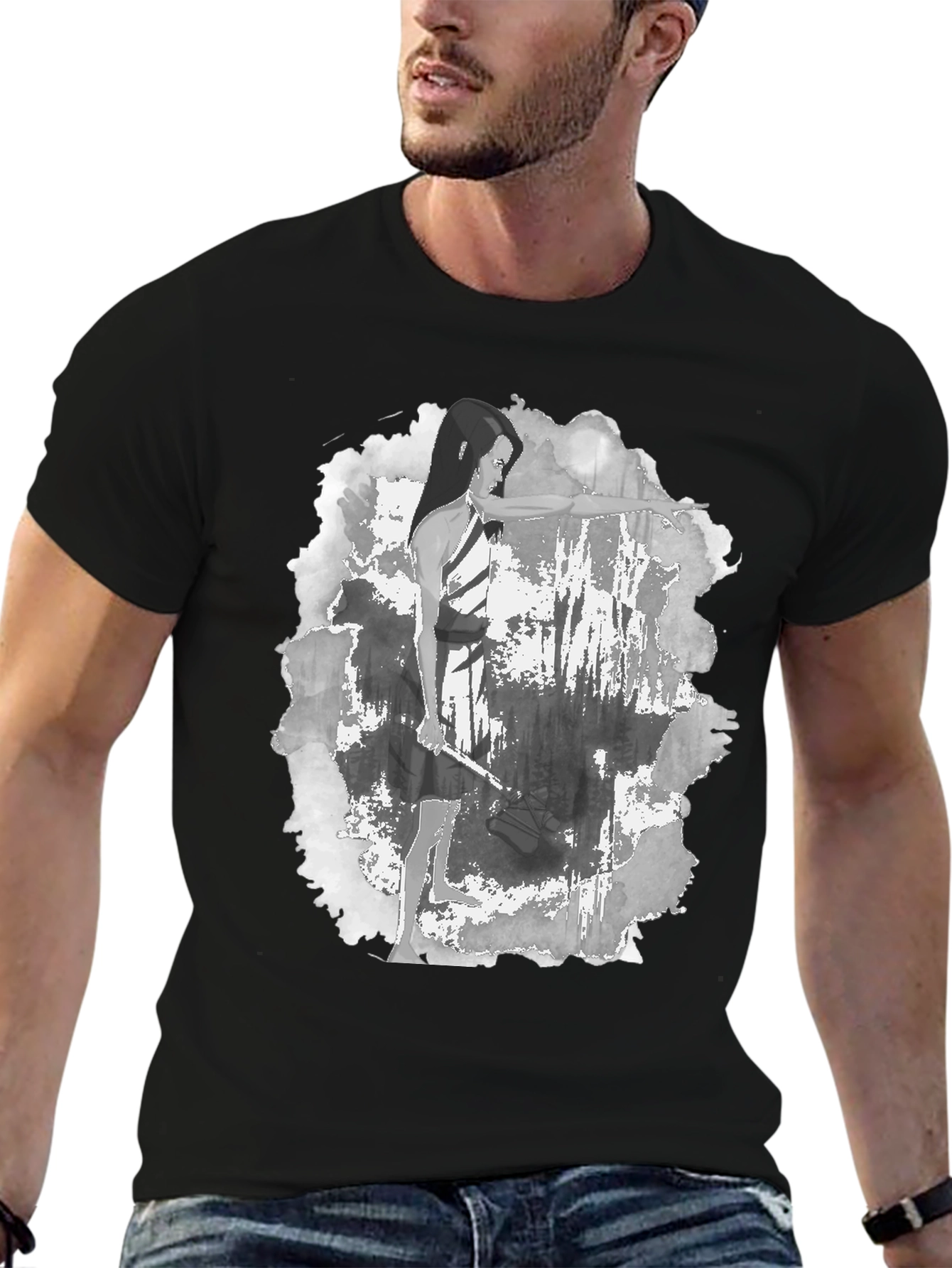 Archer Graphic Tee - Black Cotton Blend