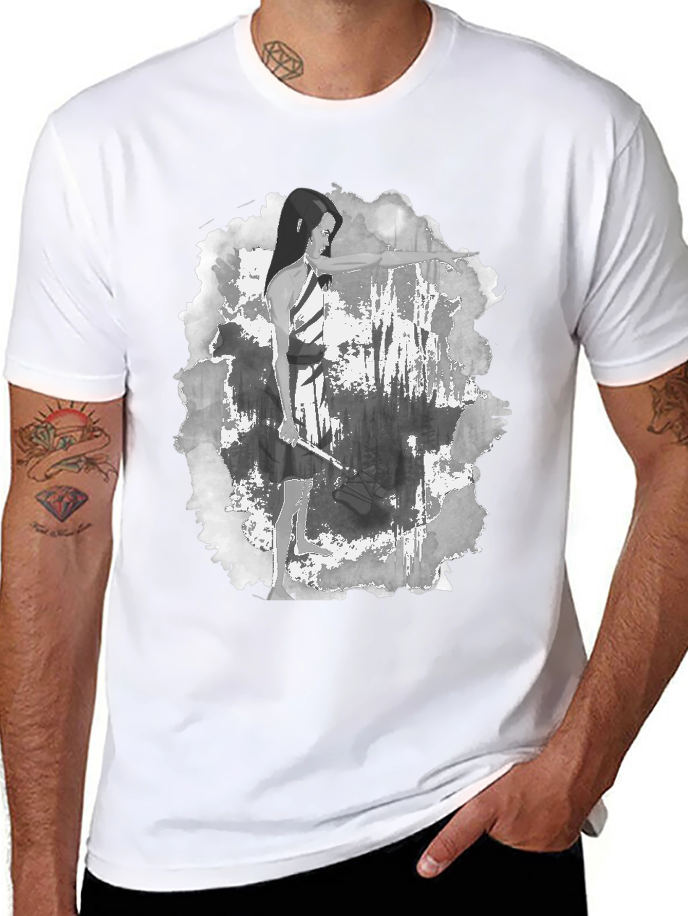 Archer Graphic Tee - Black Cotton Blend