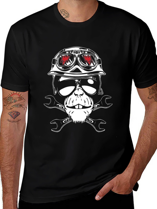 Skull Monkey Wrench Biker Graphic Tee
