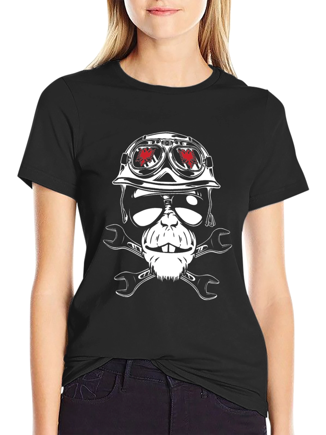 Skull Monkey Wrench Biker Graphic Tee