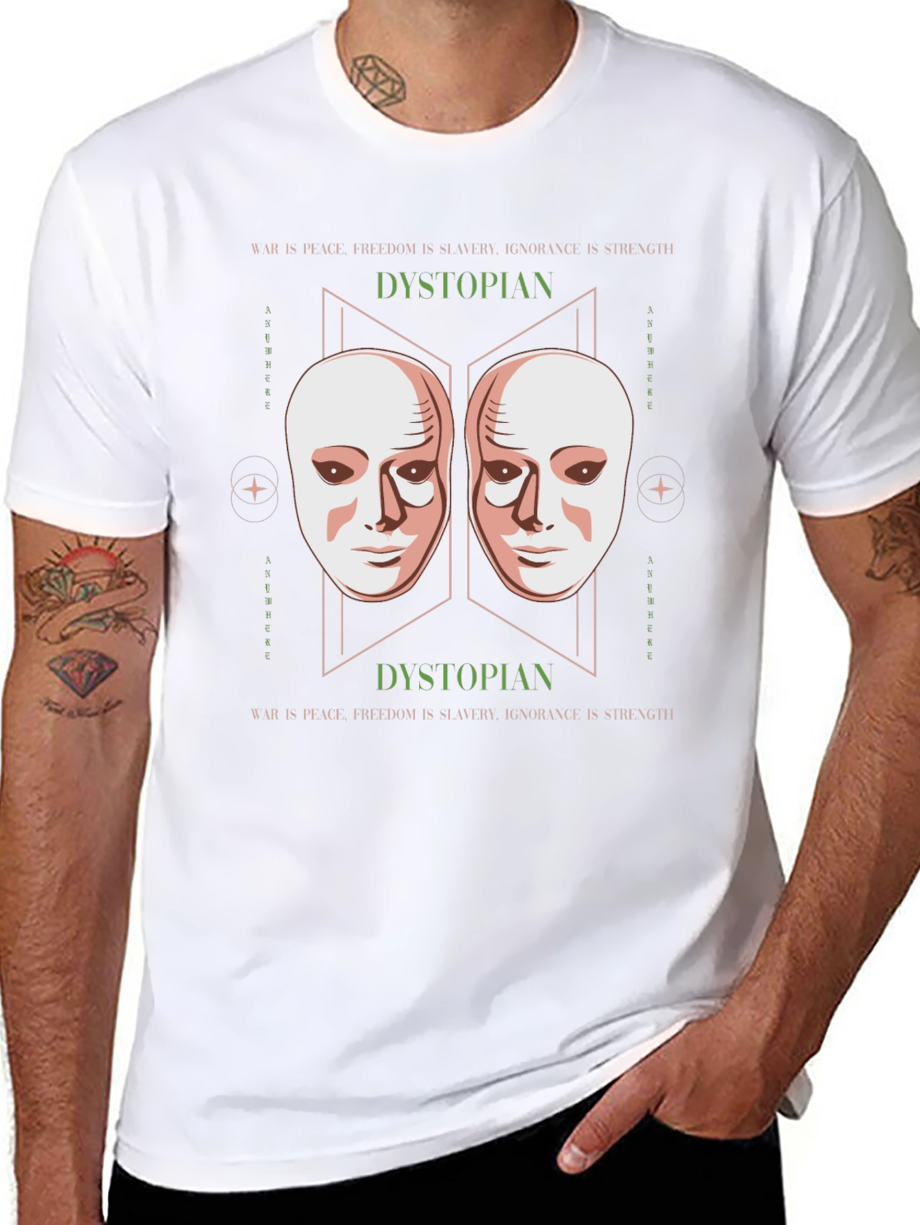 Dystopian Mask Graphic Tee - Unisex Fashion