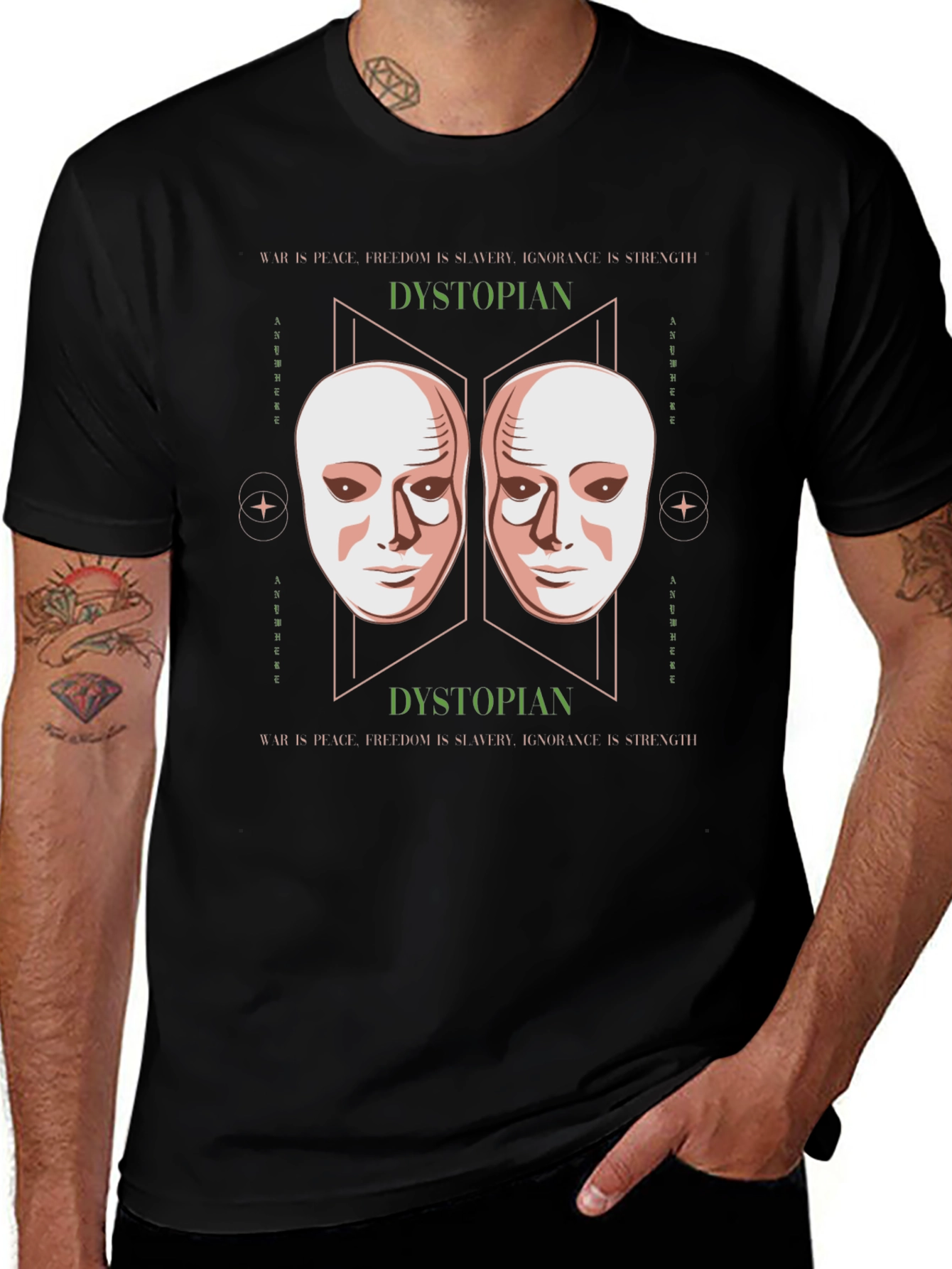 Dystopian Mask Graphic Tee - Unisex Fashion
