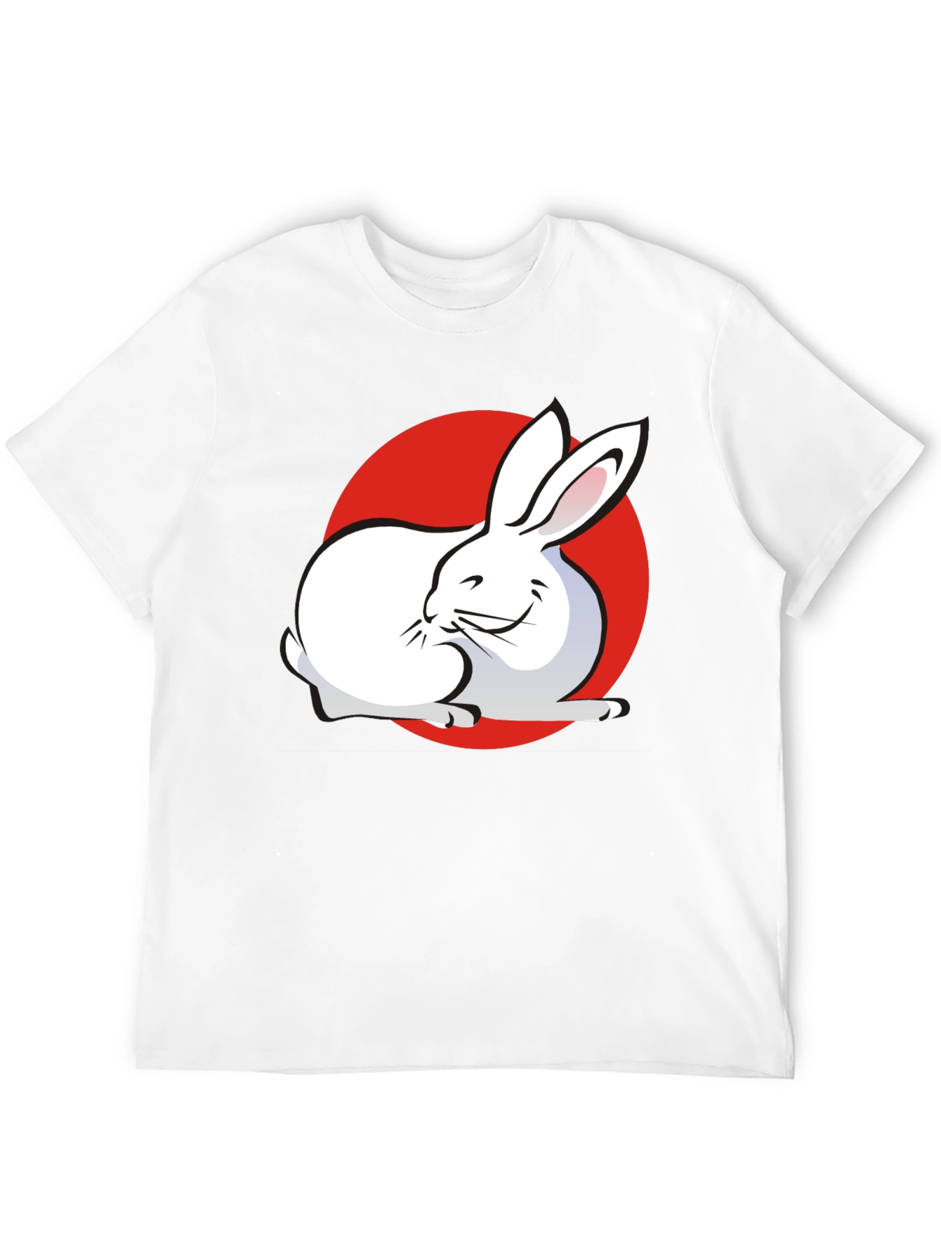 Rabbit & Red Circle Graphic Black T-Shirt