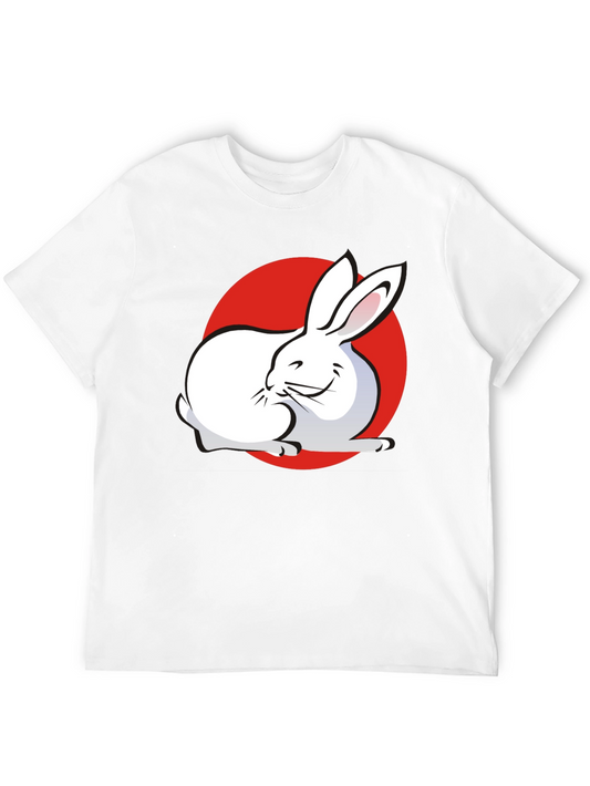Rabbit & Red Circle Graphic Black T-Shirt
