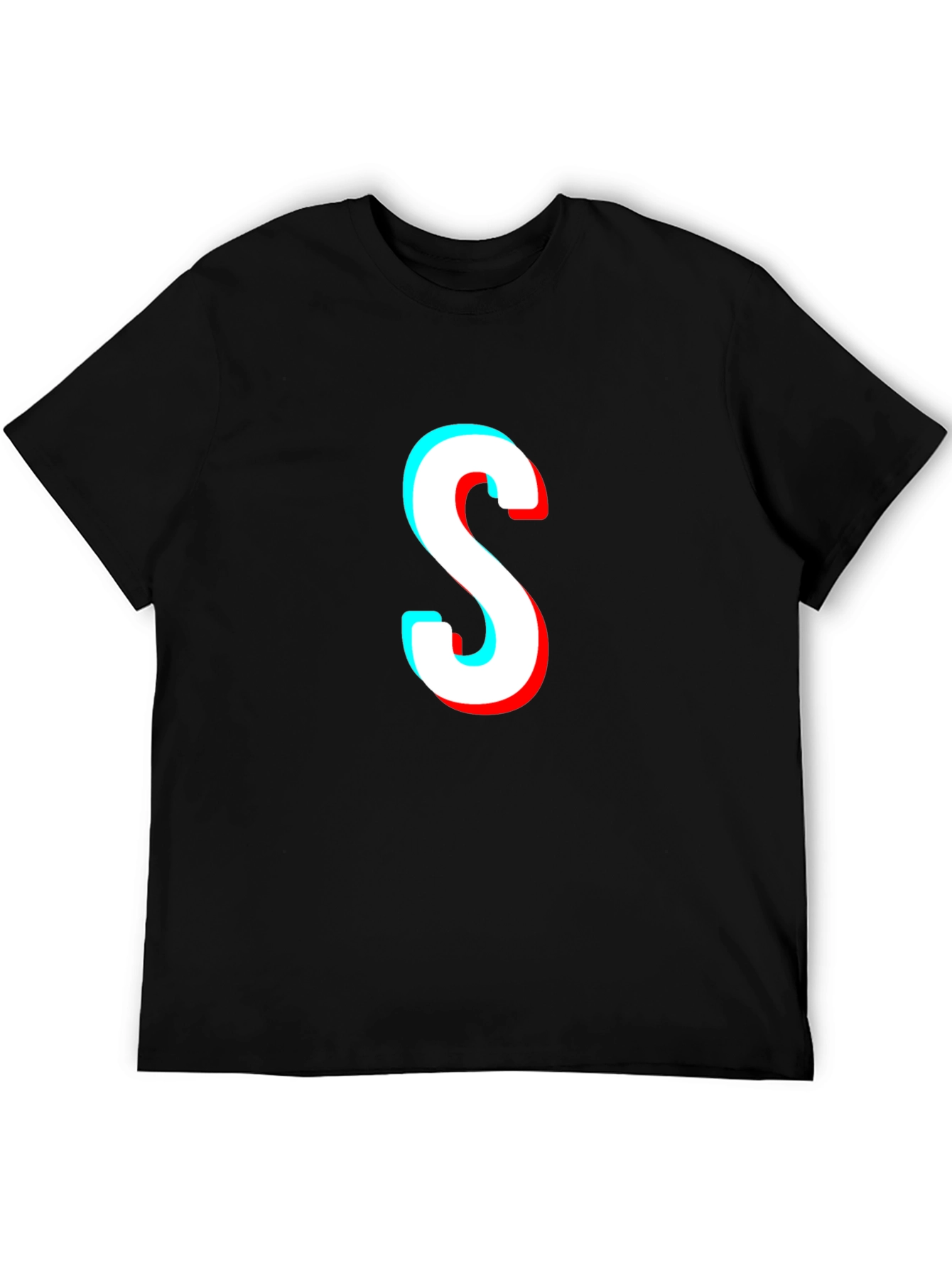 Trendy Black T-Shirt with 3D S Graphic