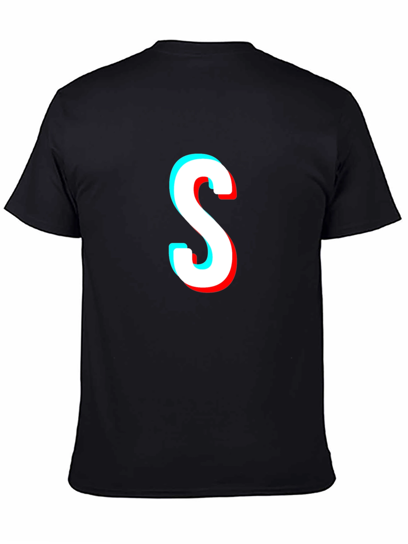 Trendy Black T-Shirt with 3D S Graphic