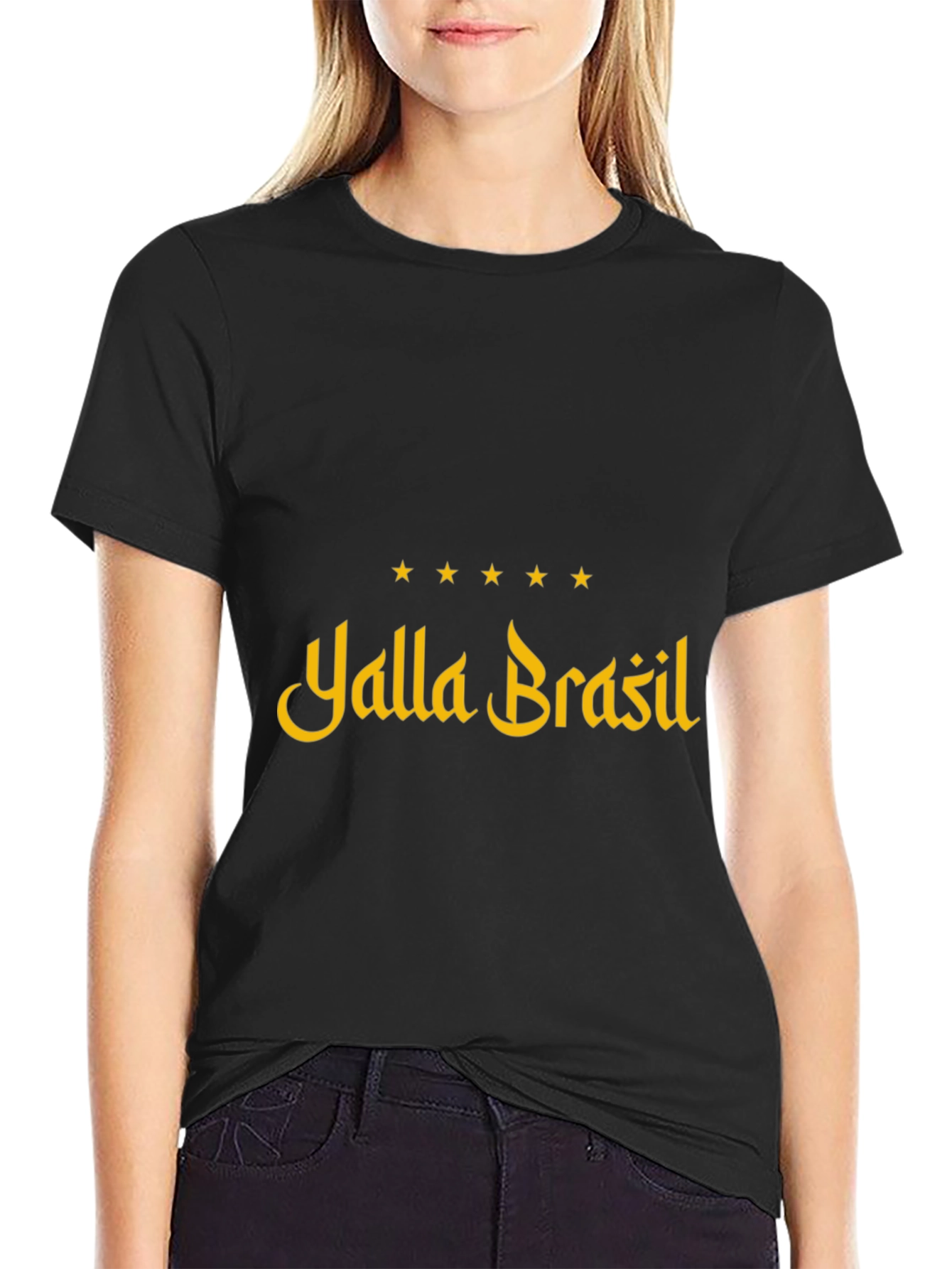 Yalla Brasil Graphic Tee - Black Cotton T-Shirt