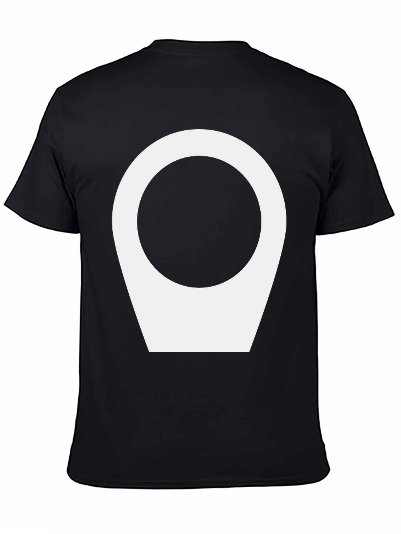 Modern Black Tee with Abstract White Location Icon