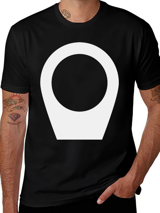 Modern Black Tee with Abstract White Location Icon