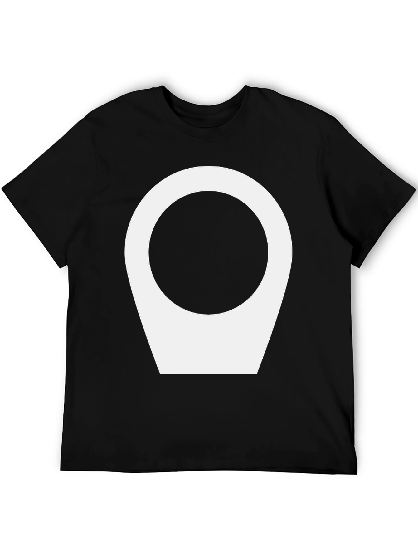 Modern Black Tee with Abstract White Location Icon