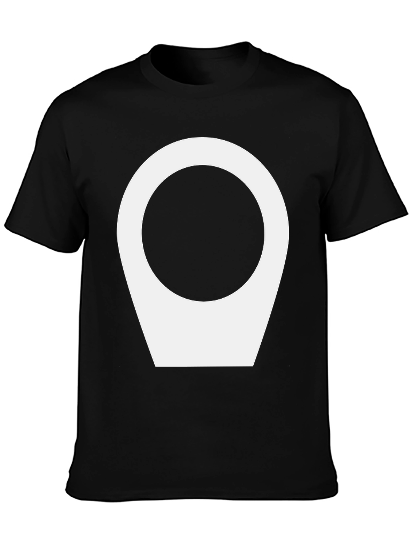 Modern Black Tee with Abstract White Location Icon