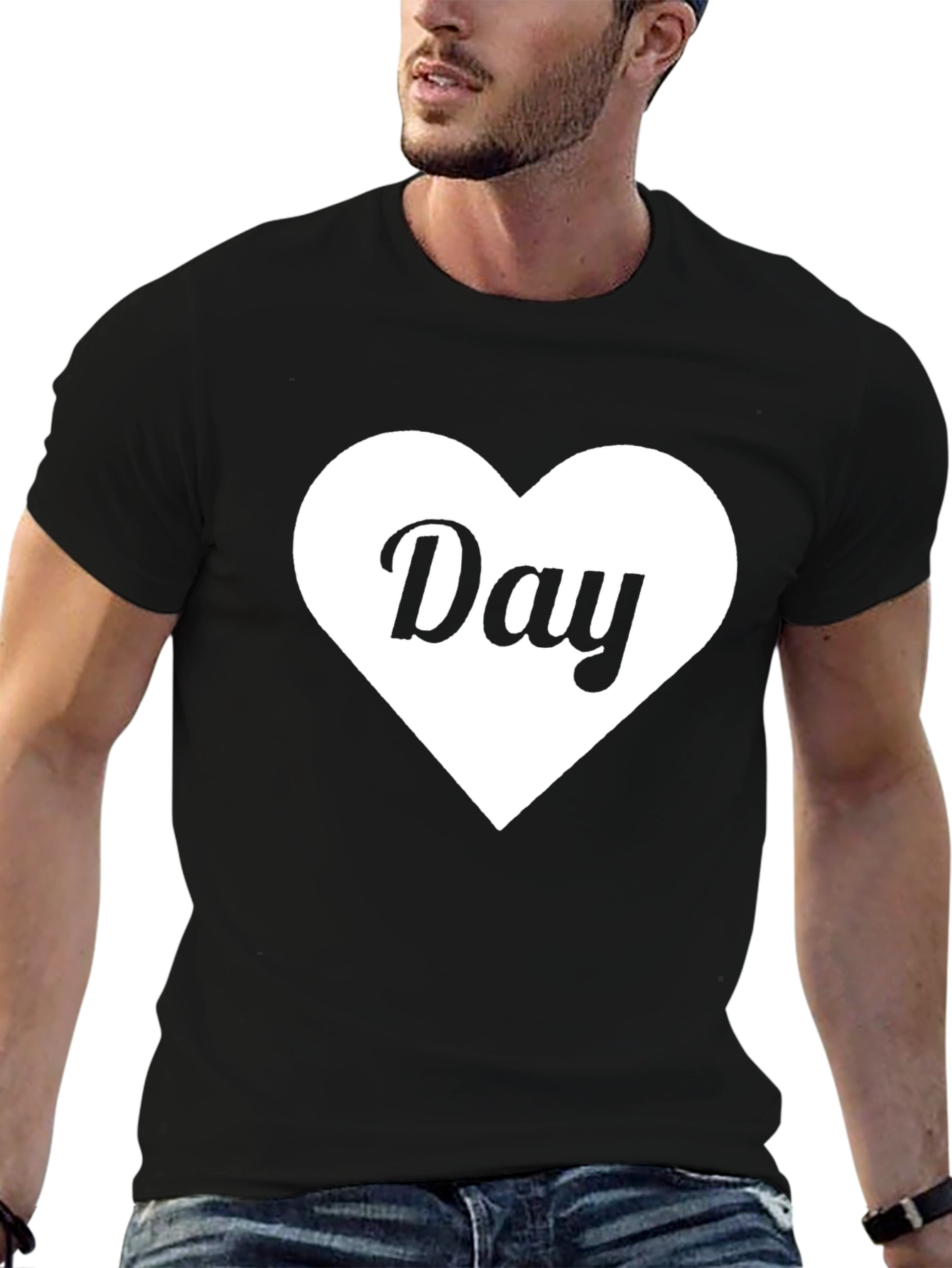 Heart Day T-Shirt - Stylish Black Tee