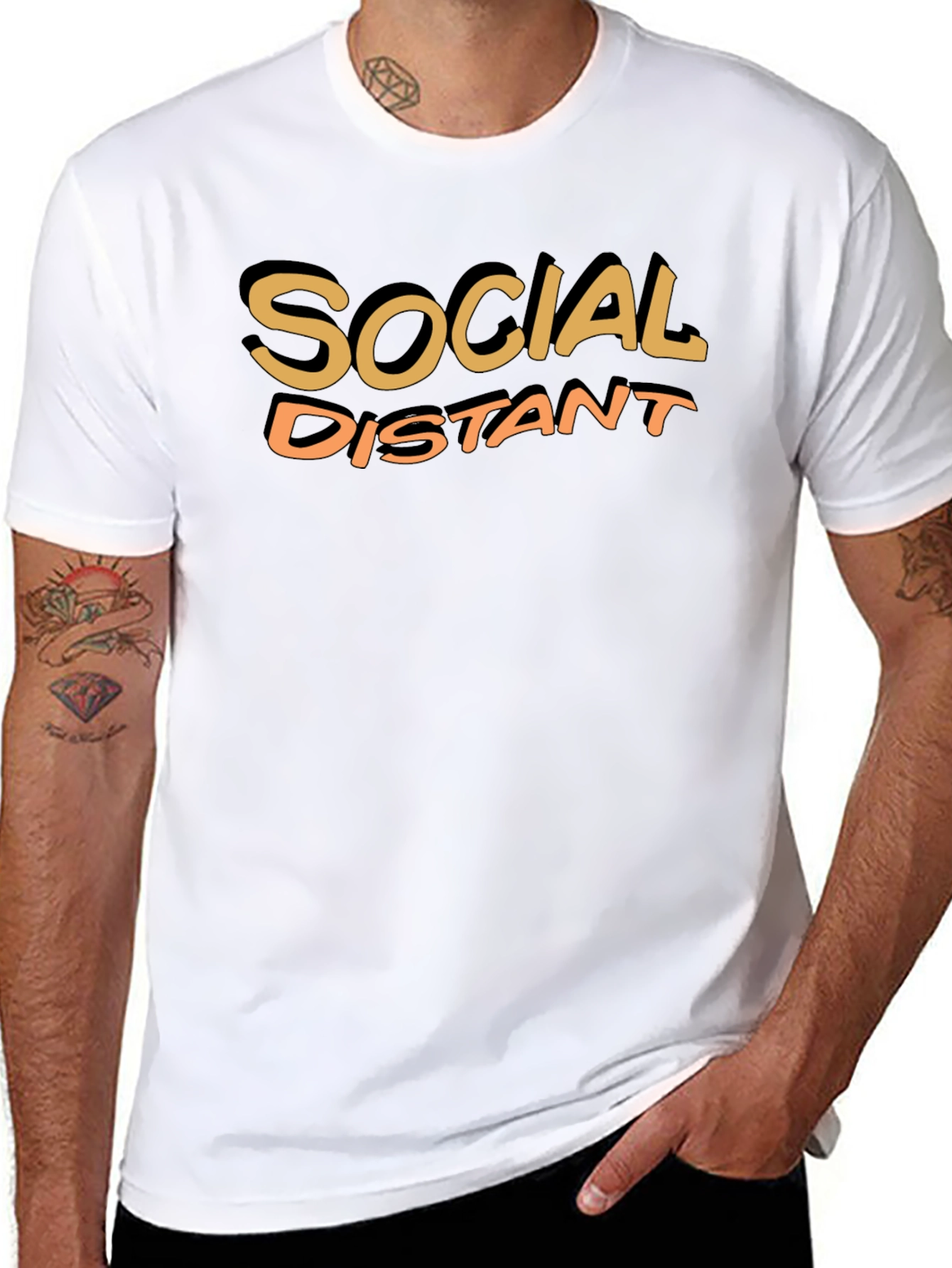 Social Distant Crew Neck T-Shirt - Black