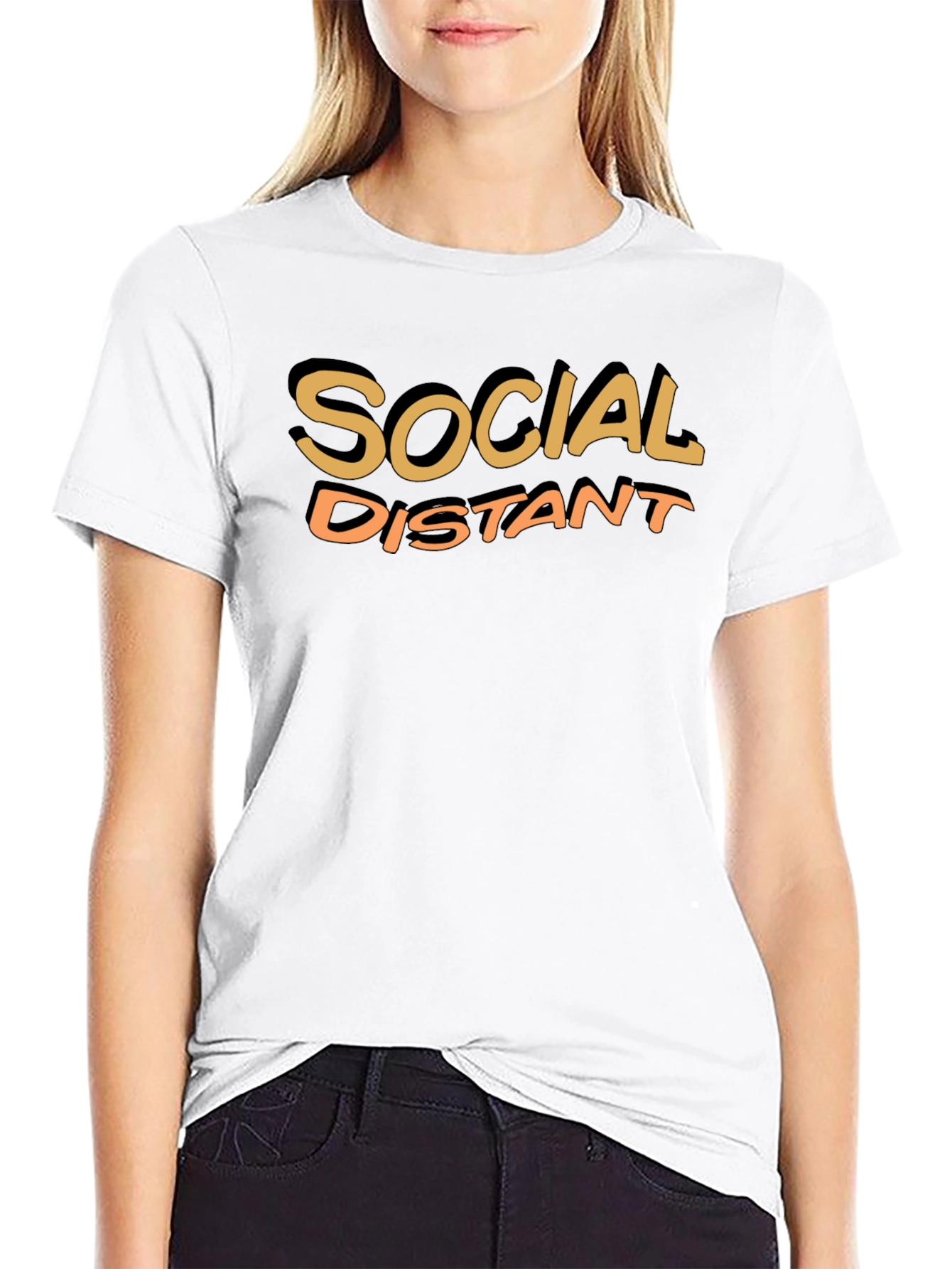 Social Distant Crew Neck T-Shirt - Black