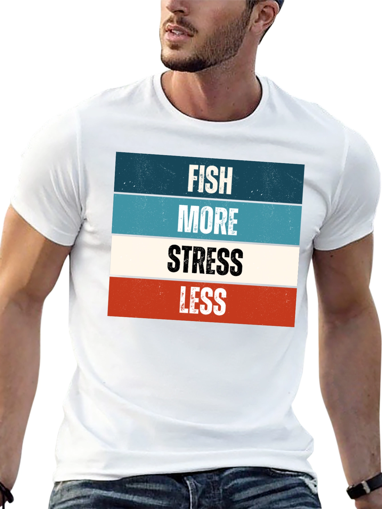 Fish More Stress Less Graphic Tee