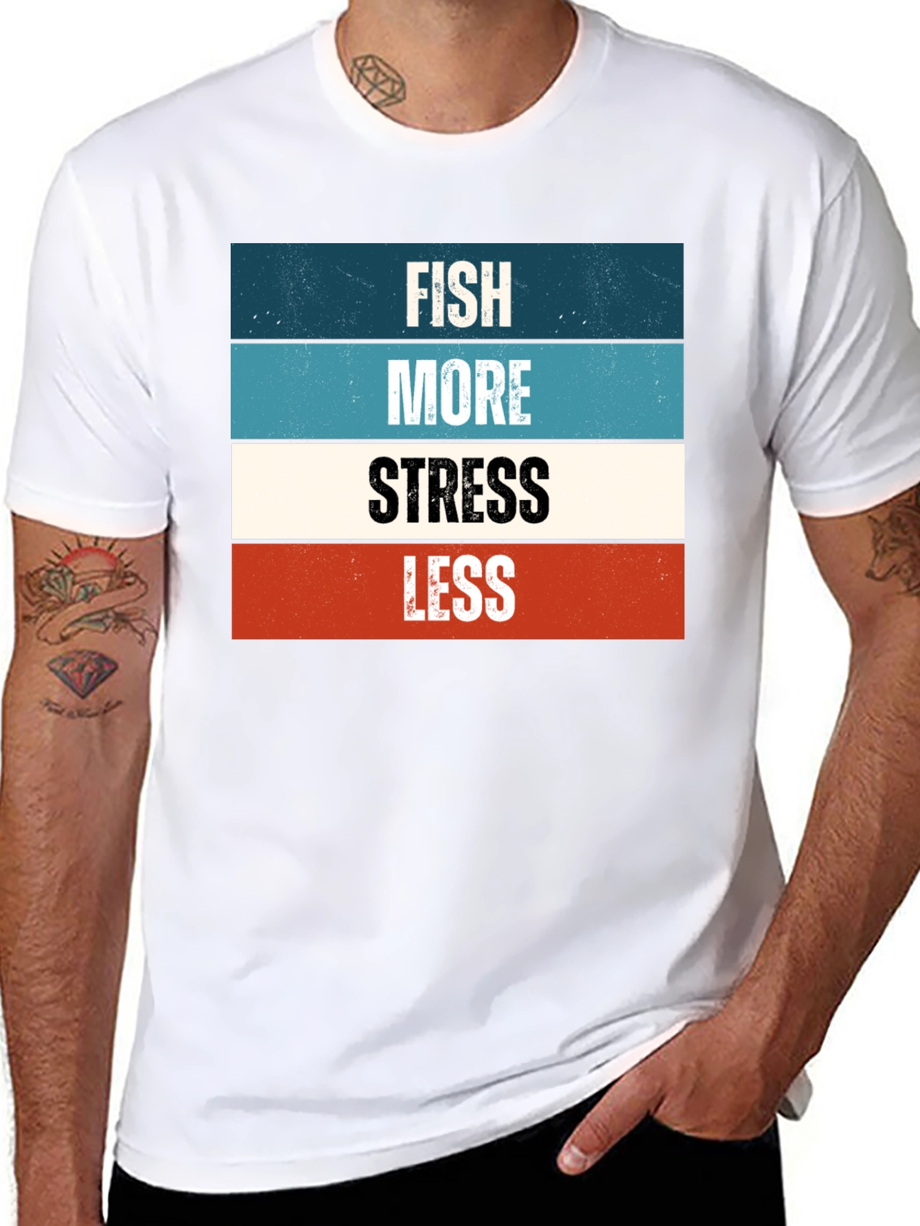 Fish More Stress Less Graphic Tee