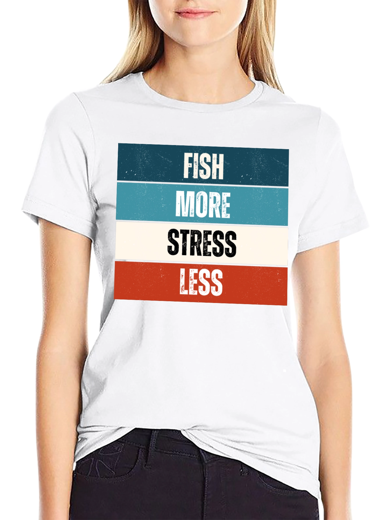 Fish More Stress Less Graphic Tee