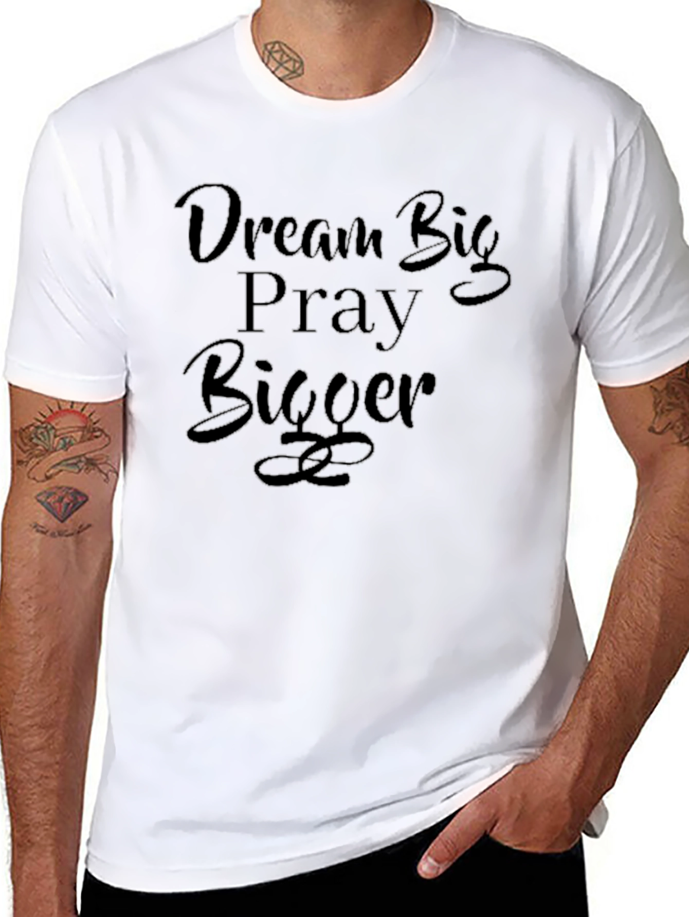 Dream Big Pray Bigger Black Graphic T-Shirt