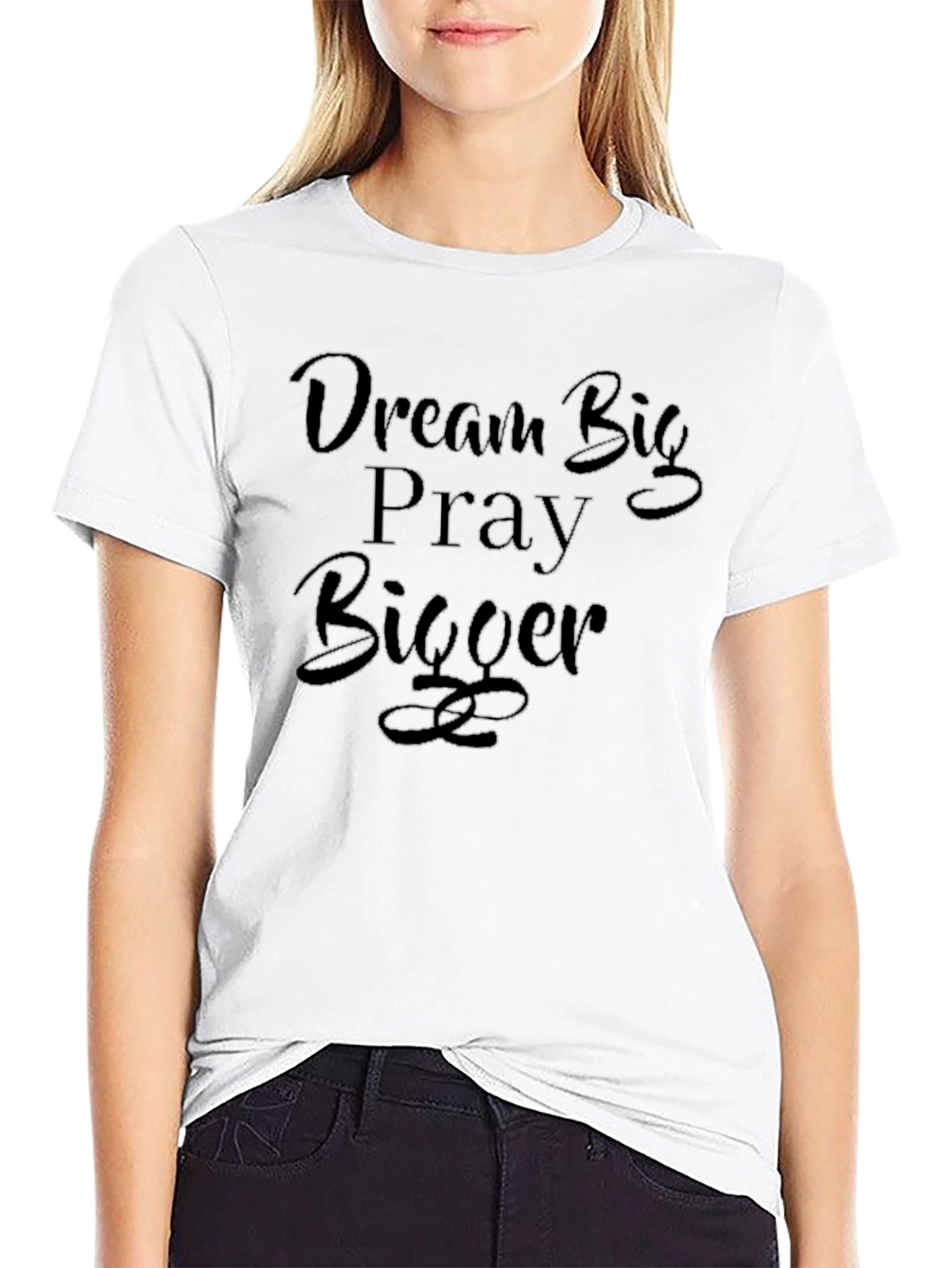 Dream Big Pray Bigger Black Graphic T-Shirt