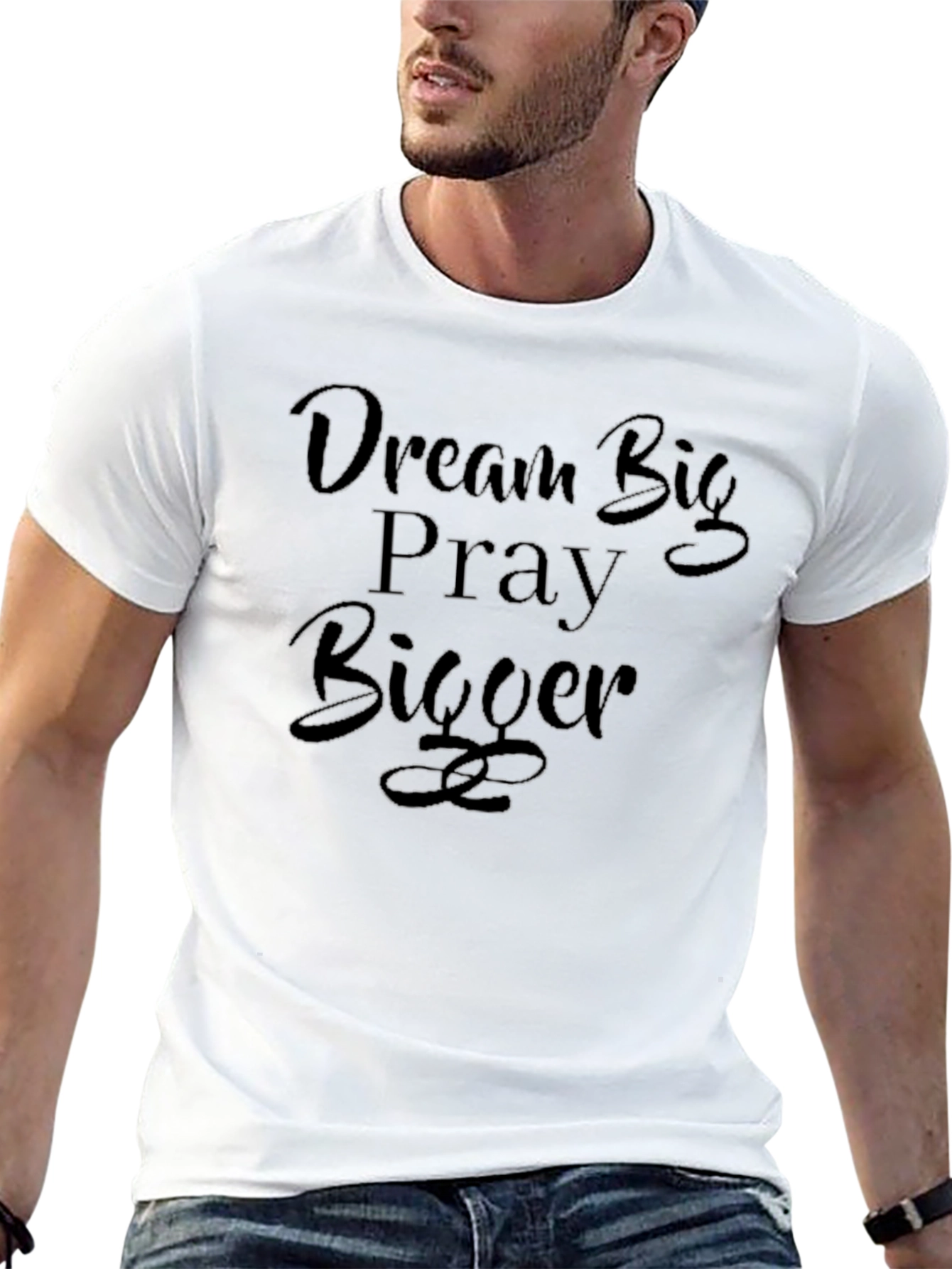 Dream Big Pray Bigger Black Graphic T-Shirt