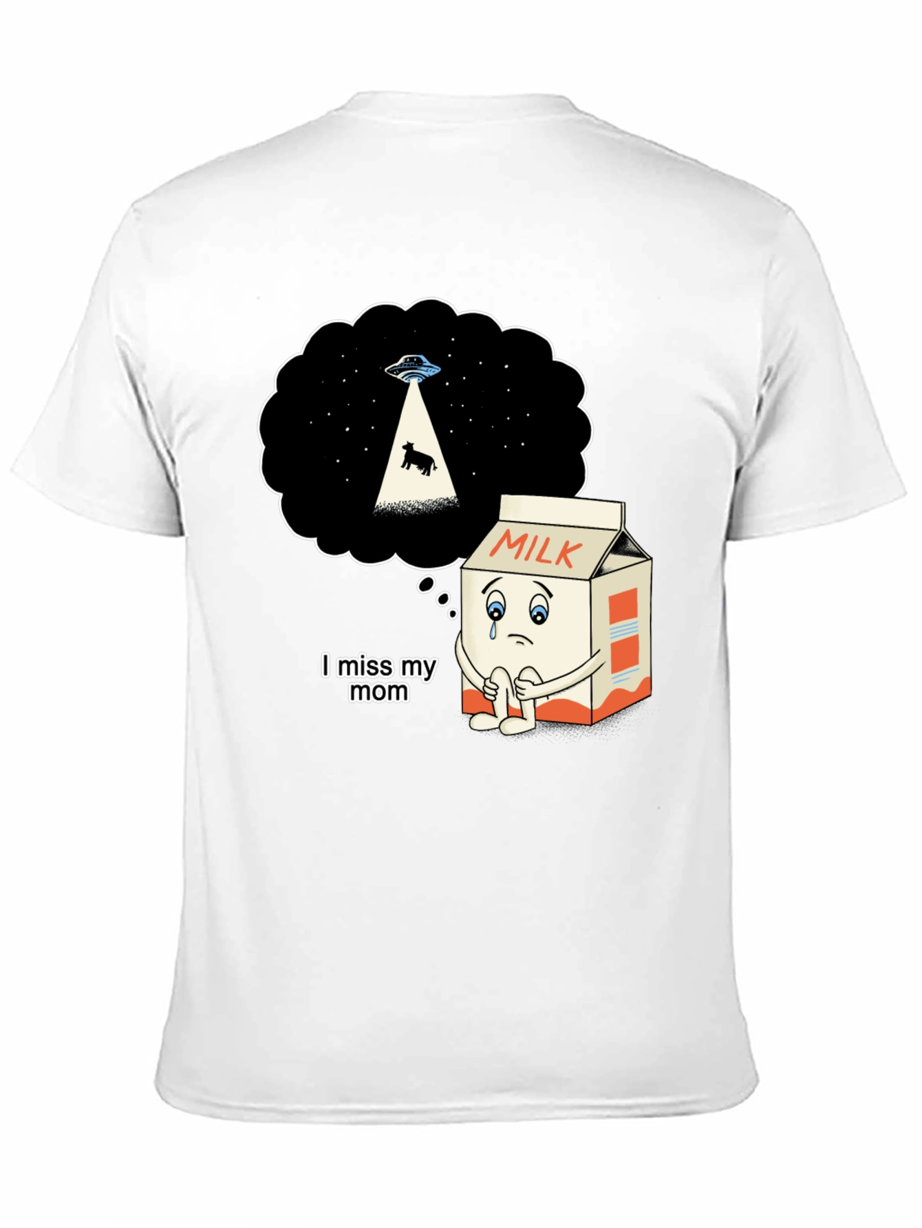 Sad Milk Cartoon Graphic T-Shirt
