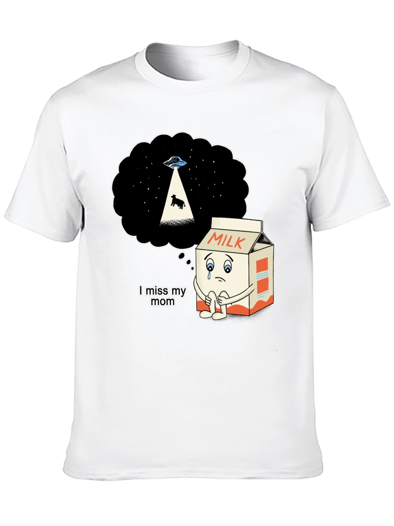 Sad Milk Cartoon Graphic T-Shirt