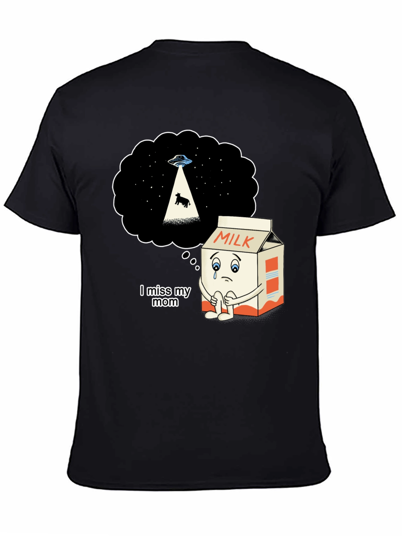 Sad Milk Cartoon Graphic T-Shirt
